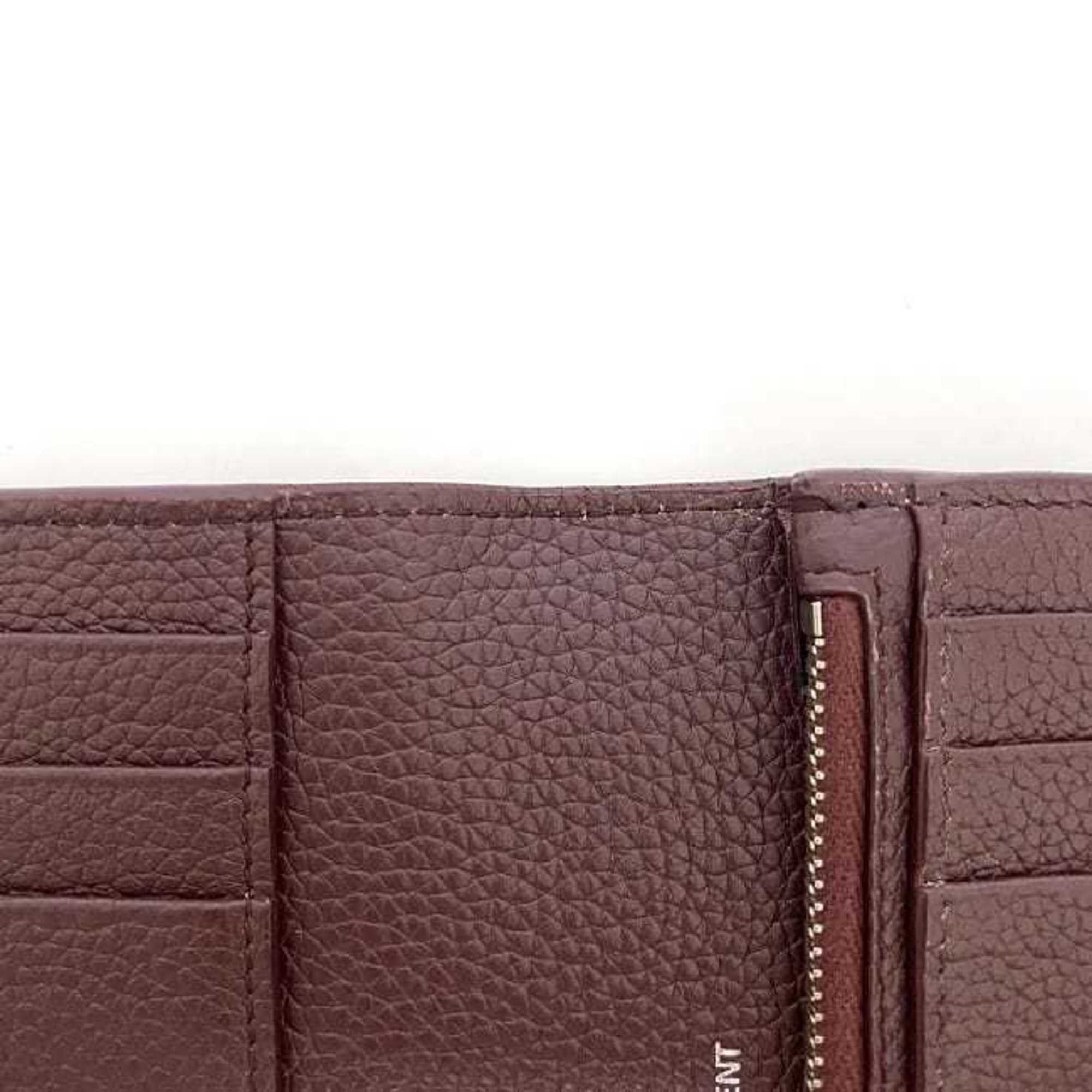 Saint Laurent Paris Saint Laurent Bi-fold Wallet ec-22351 Bordeaux 505011 Leather 0618 SAINT LAURENT PARIS YSL Grained Compact Mini Wine Red Women's Men's Unisex Size ONE SIZE - 7 Thumbnail