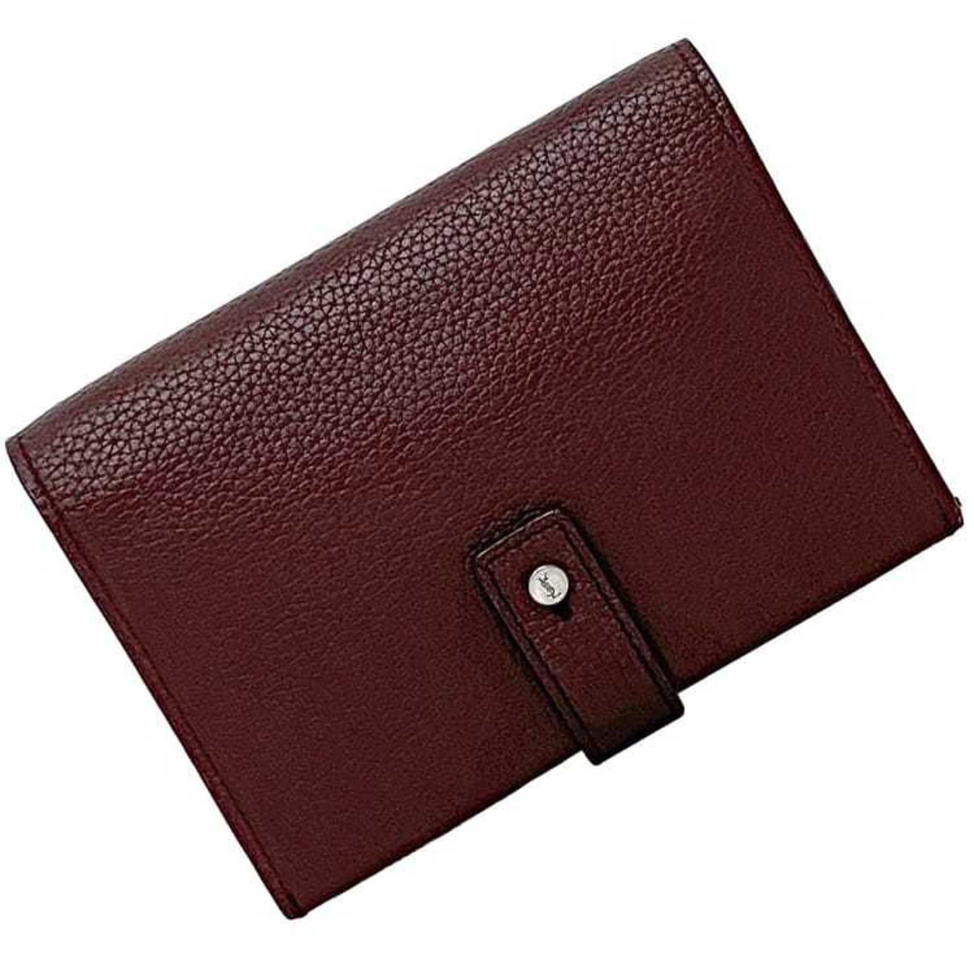 Saint Laurent Paris Saint Laurent Bi-fold Wallet ec-22351 Bordeaux 505011 Leather 0618 SAINT LAURENT PARIS YSL Grained Compact Mini Wine Red Women's Men's Unisex Size ONE SIZE - 2 Thumbnail