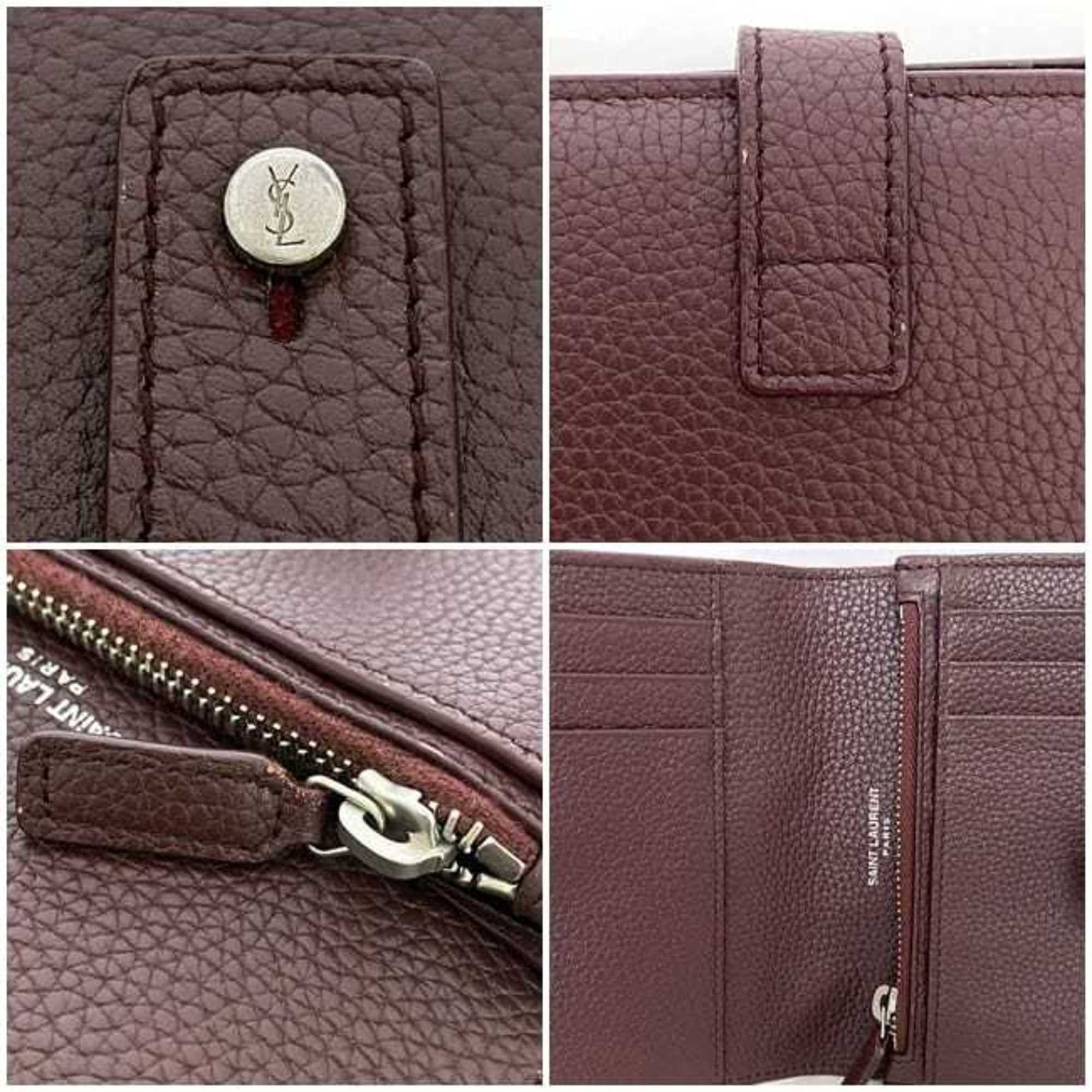 Saint Laurent Paris Saint Laurent Bi-fold Wallet ec-22351 Bordeaux 505011 Leather 0618 SAINT LAURENT PARIS YSL Grained Compact Mini Wine Red Women's Men's Unisex Size ONE SIZE - 10 Thumbnail