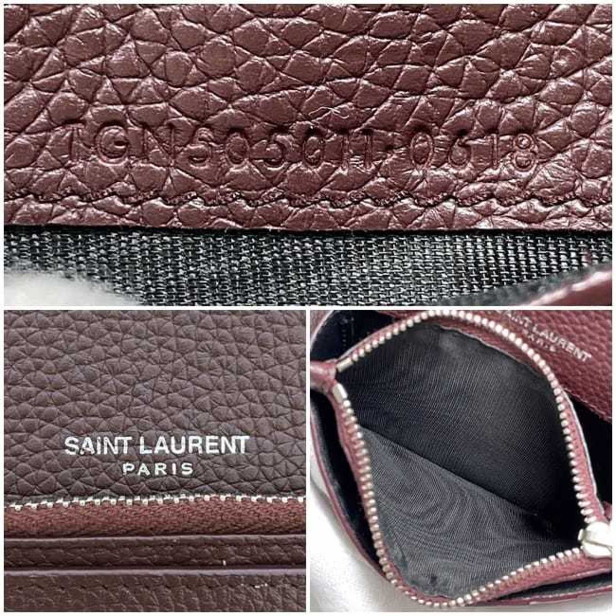 Saint Laurent Paris Saint Laurent Bi-fold Wallet ec-22351 Bordeaux 505011 Leather 0618 SAINT LAURENT PARIS YSL Grained Compact Mini Wine Red Women's Men's Unisex Size ONE SIZE - 11 Thumbnail