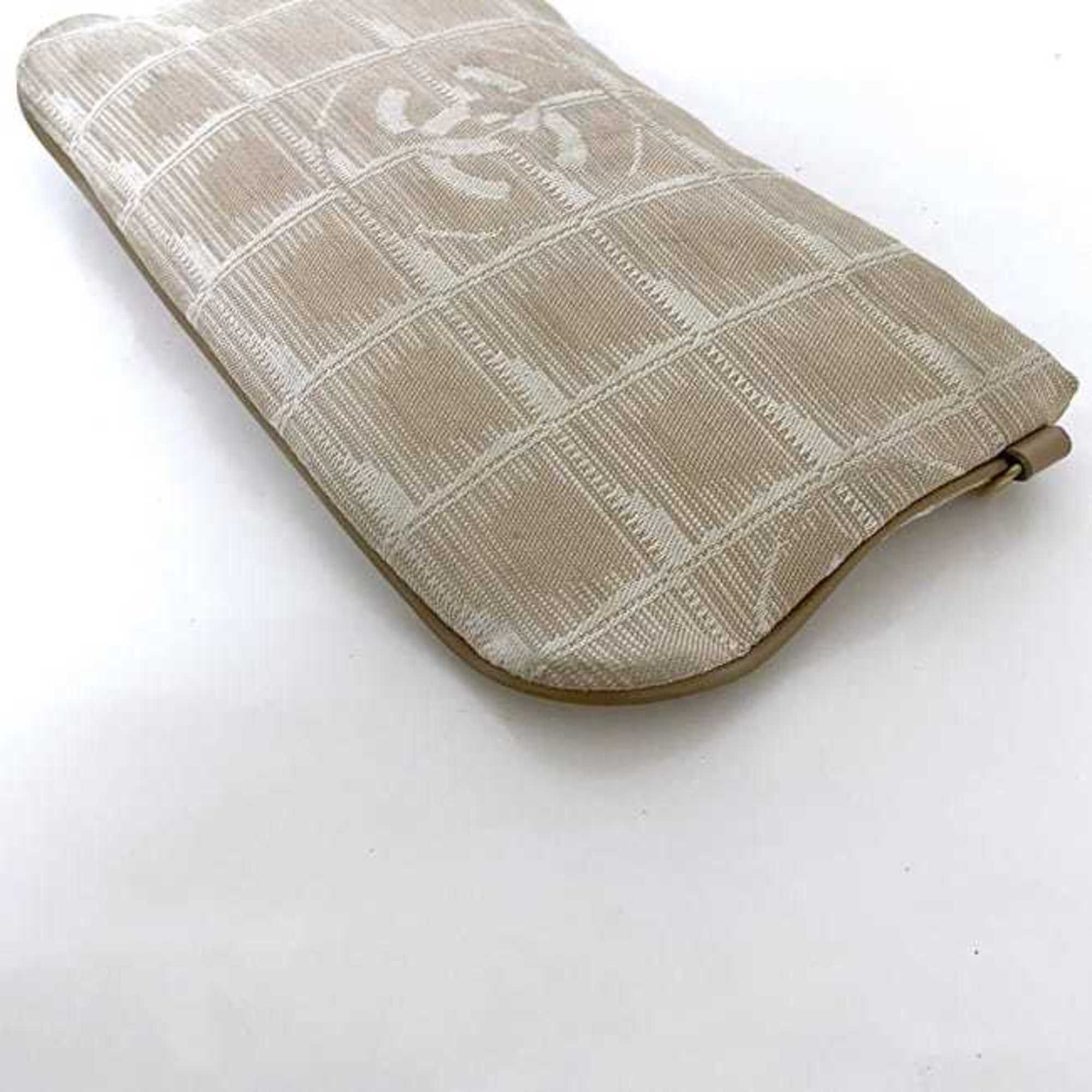 Chanel Chanel Pouch ec-22567 Beige New Travel Line Nylon Leather 9068273 CHANEL Coco Mark Women's Case Mini Size ONE SIZE - 6 Thumbnail
