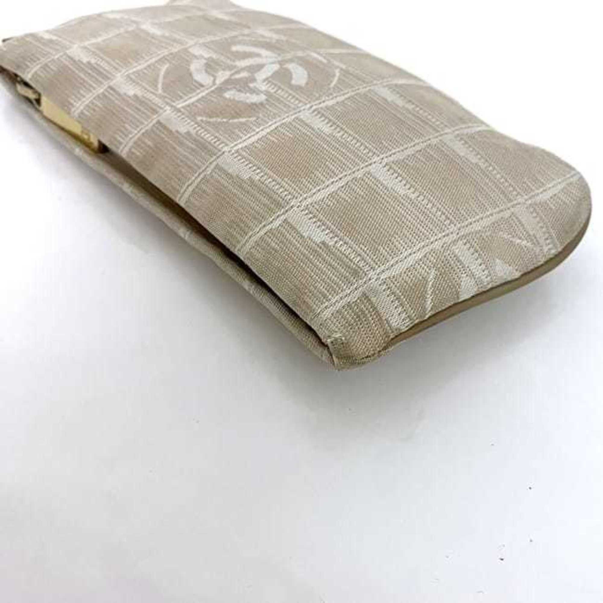 Chanel Chanel Pouch ec-22567 Beige New Travel Line Nylon Leather 9068273 CHANEL Coco Mark Women's Case Mini Size ONE SIZE - 5 Thumbnail