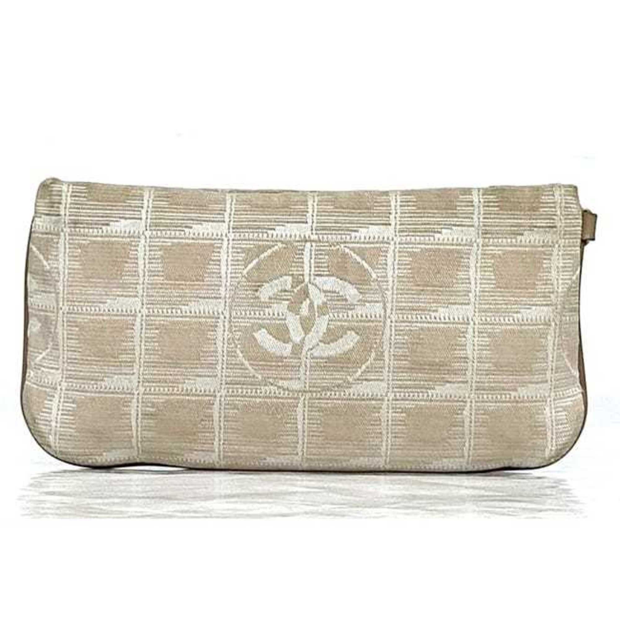 Chanel Chanel Pouch ec-22567 Beige New Travel Line Nylon Leather 9068273 CHANEL Coco Mark Women's Case Mini Size ONE SIZE - 3 Thumbnail