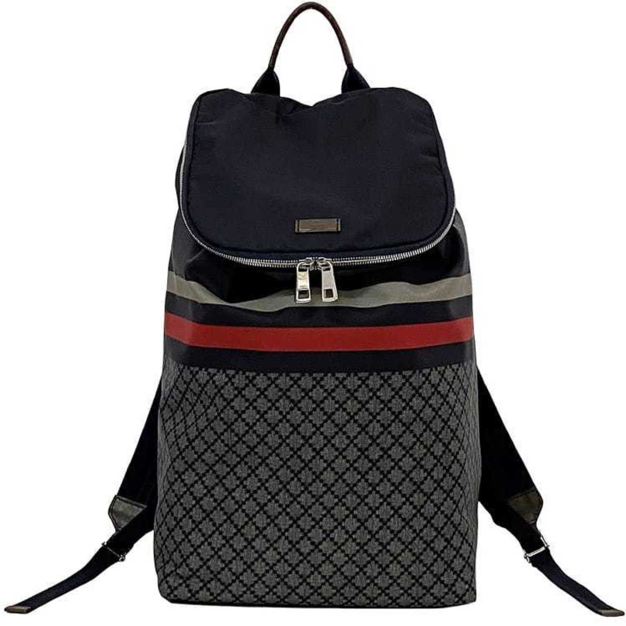 Gucci Backpack ec-22563 Navy Grey Diamante 268111 Nylon Leather 493075 GUCCI Women's Men's Unisex