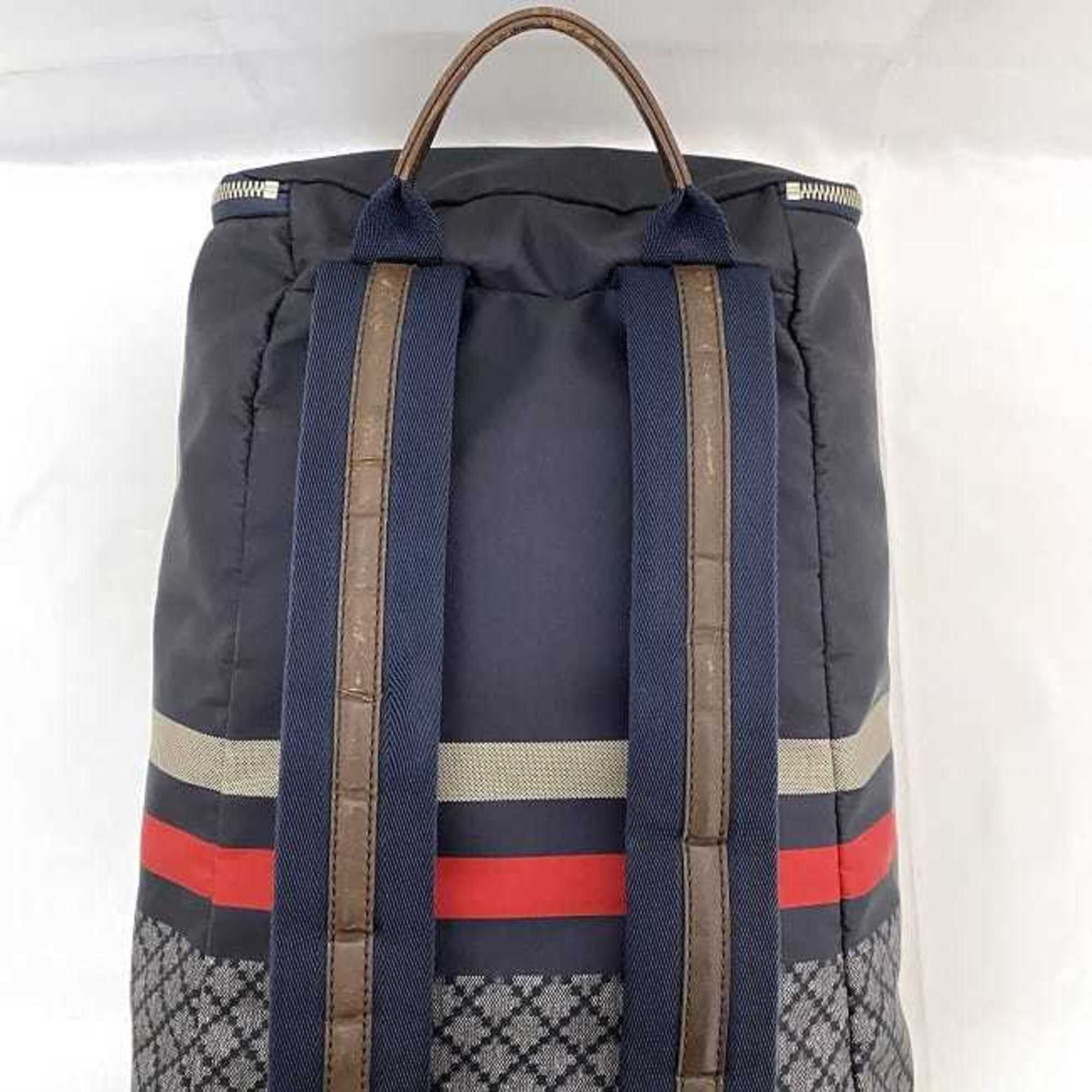 Gucci Backpack ec-22563 Navy Grey Diamante 268111 Nylon Leather 493075 GUCCI Women's Men's Unisex