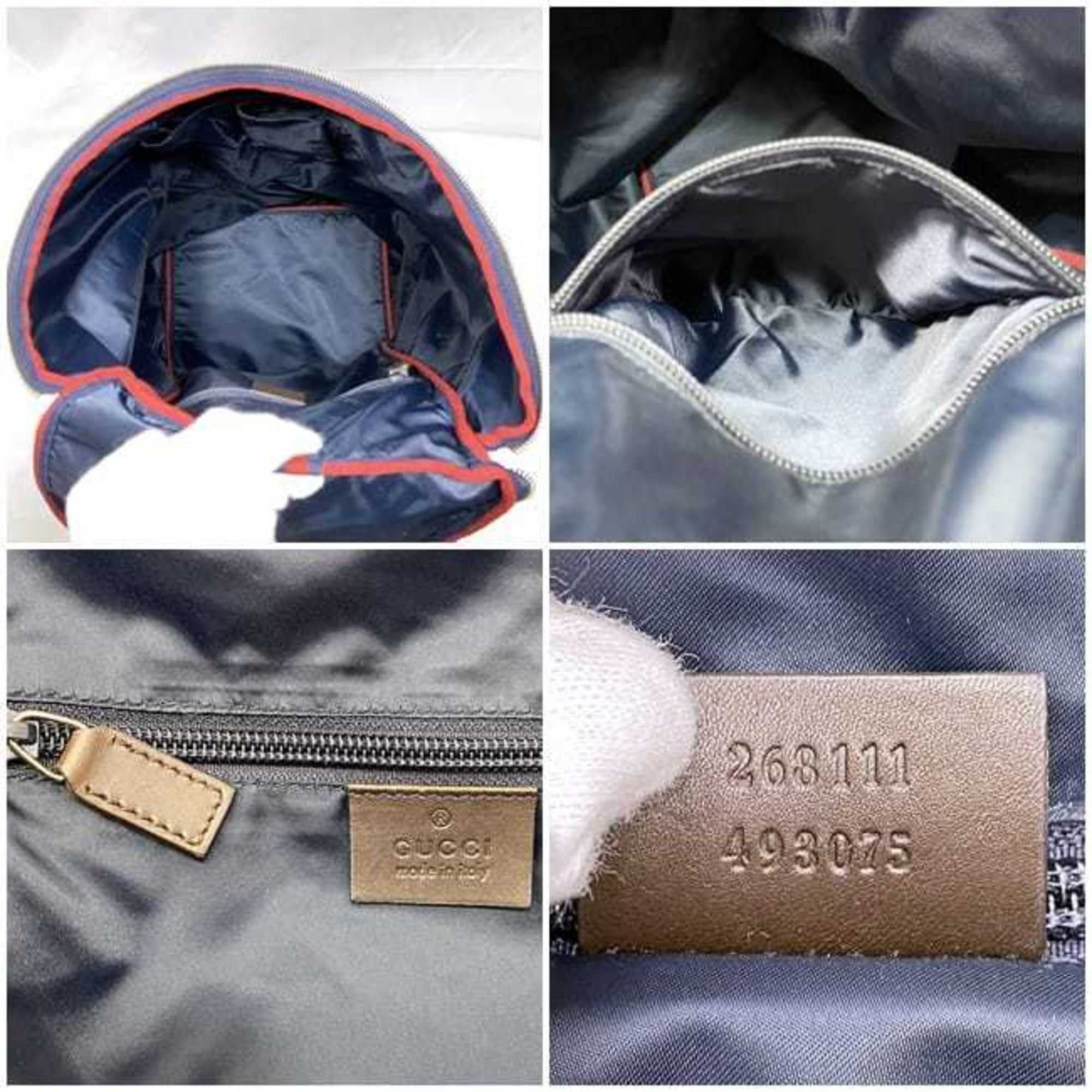 Gucci Backpack ec-22563 Navy Grey Diamante 268111 Nylon Leather 493075 GUCCI Women's Men's Unisex