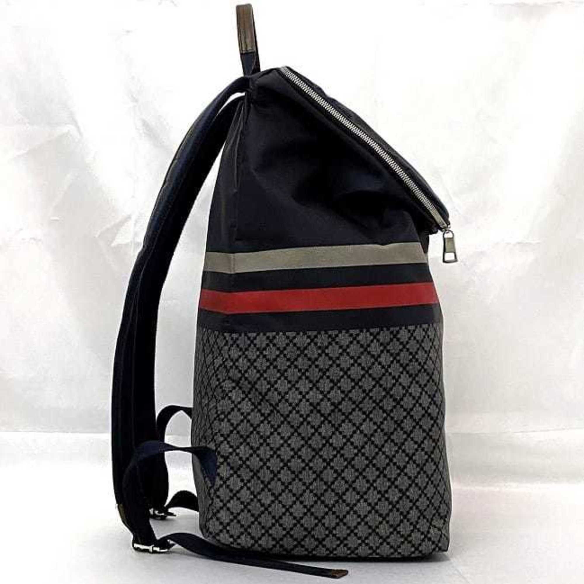 Gucci Backpack ec-22563 Navy Grey Diamante 268111 Nylon Leather 493075 GUCCI Women's Men's Unisex