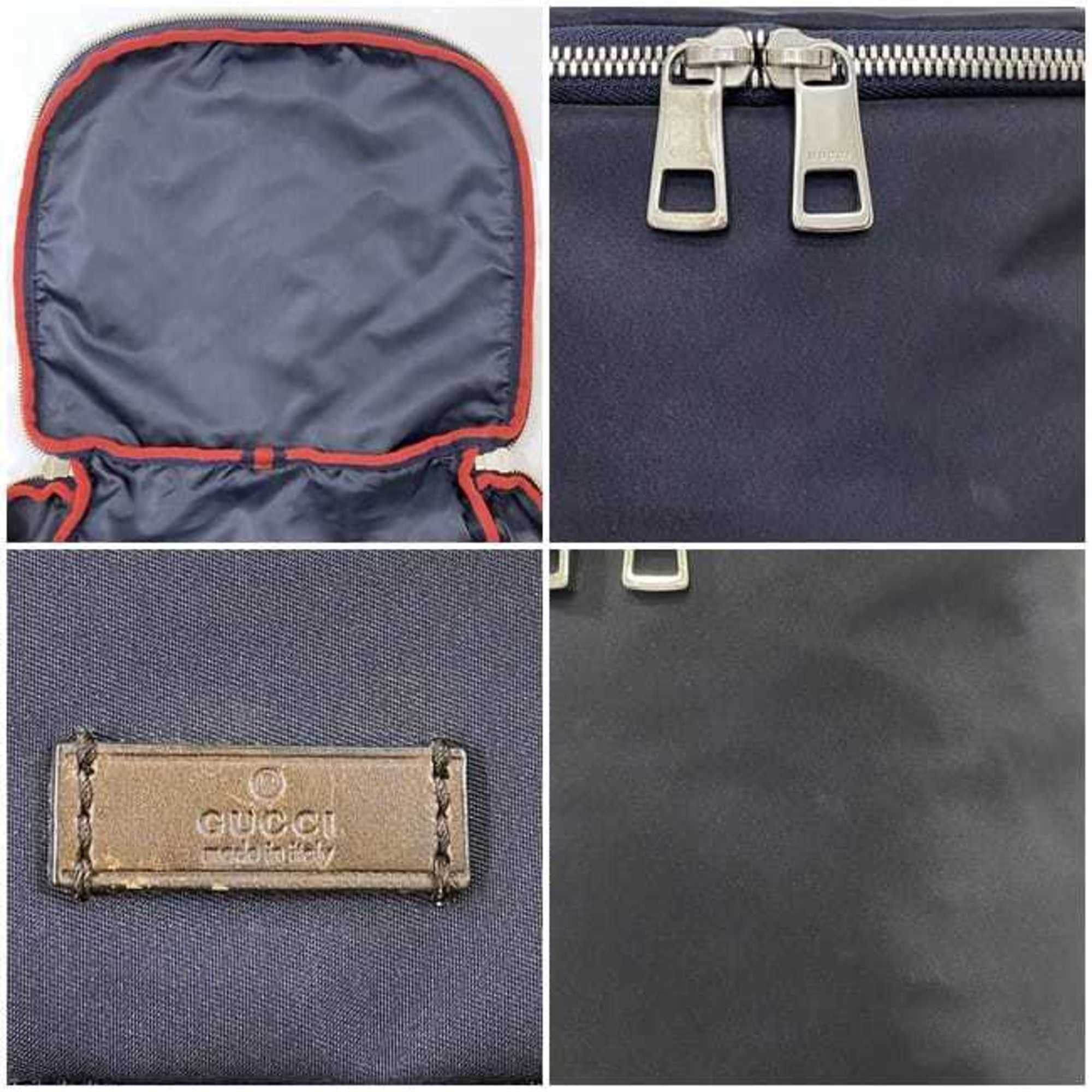 Gucci Backpack ec-22563 Navy Grey Diamante 268111 Nylon Leather 493075 GUCCI Women's Men's Unisex