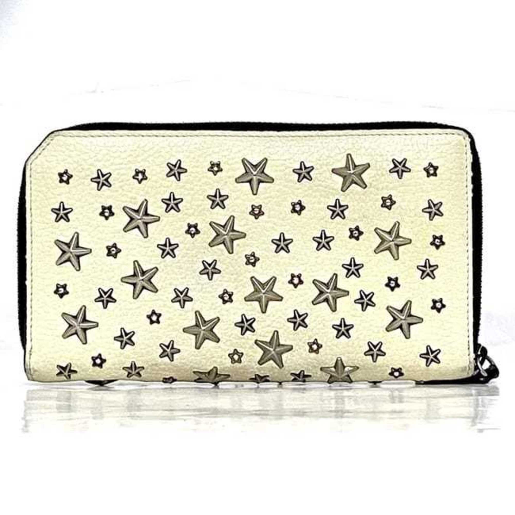 Jimmy Choo Jimmy Choo Round Long Wallet ec-22368 Cream Yellow Black Silver Leather Studs Stone JIMMY CHOO Star Size ONE SIZE - 3 Thumbnail
