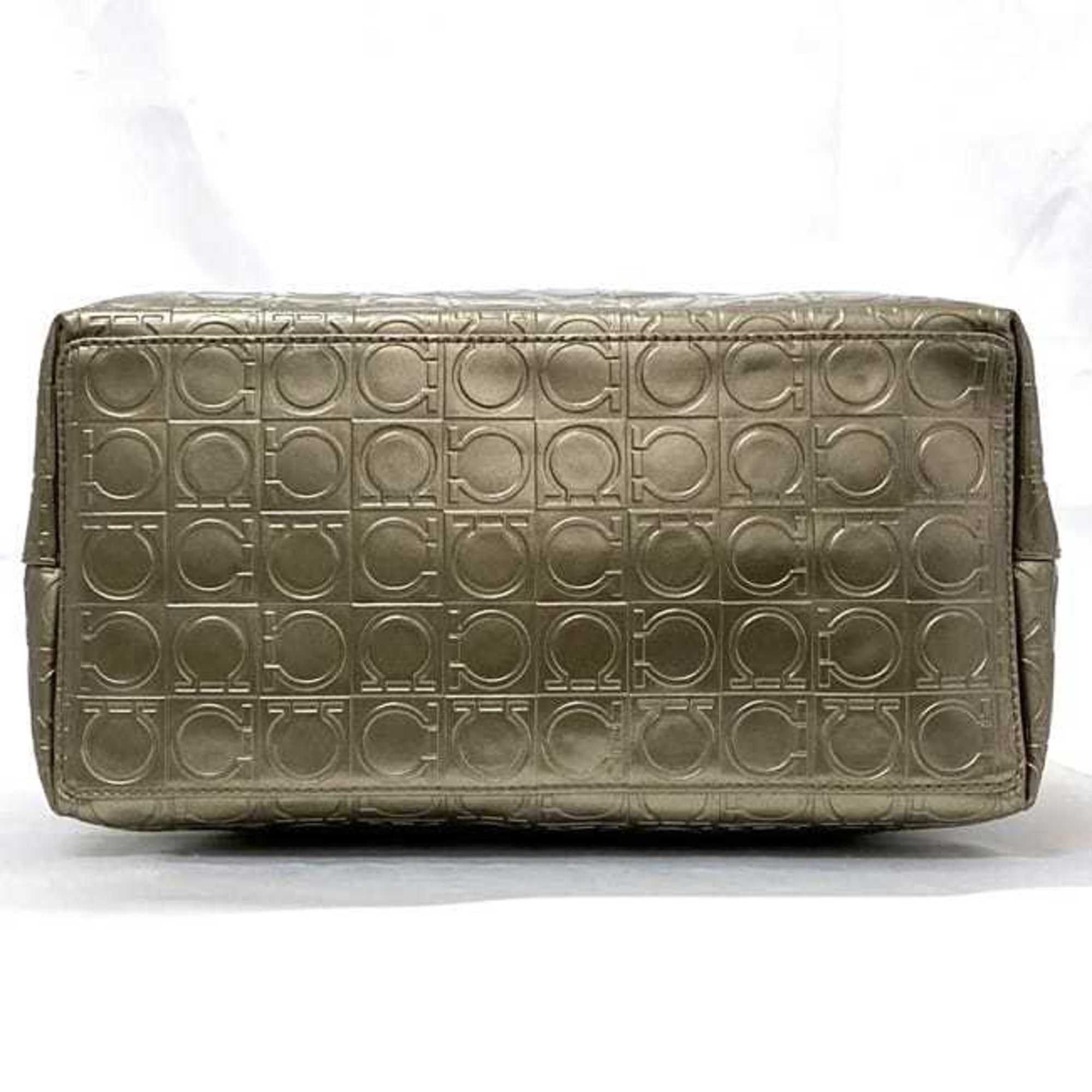 Salvatore Ferragamo Salvatore Ferragamo Tote Bag ec-22335 Gold Grey Gancini PVC Leather FJ-21 B476 Size ONE SIZE - 5 Thumbnail