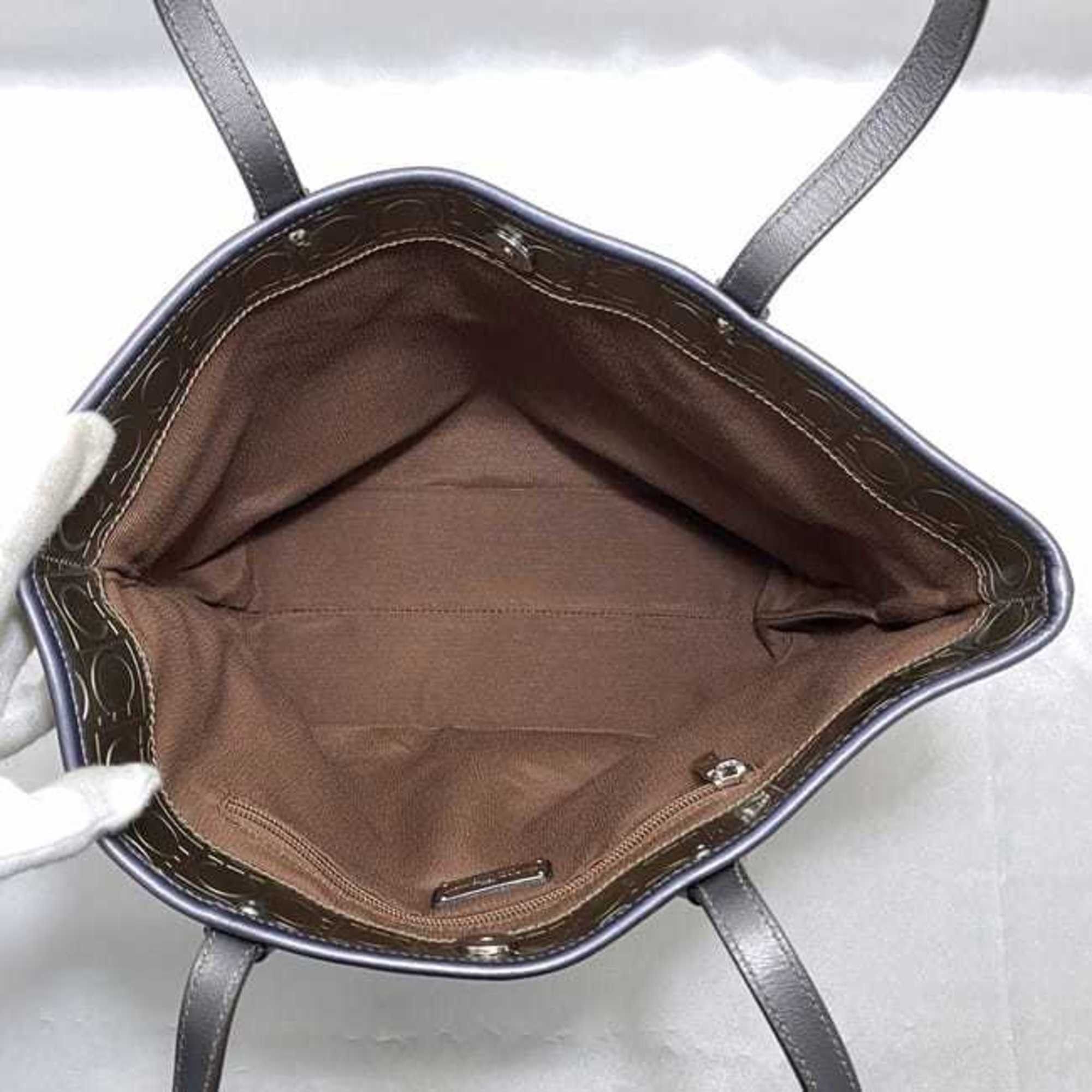Salvatore Ferragamo Salvatore Ferragamo Tote Bag ec-22335 Gold Grey Gancini PVC Leather FJ-21 B476 Size ONE SIZE - 7 Thumbnail