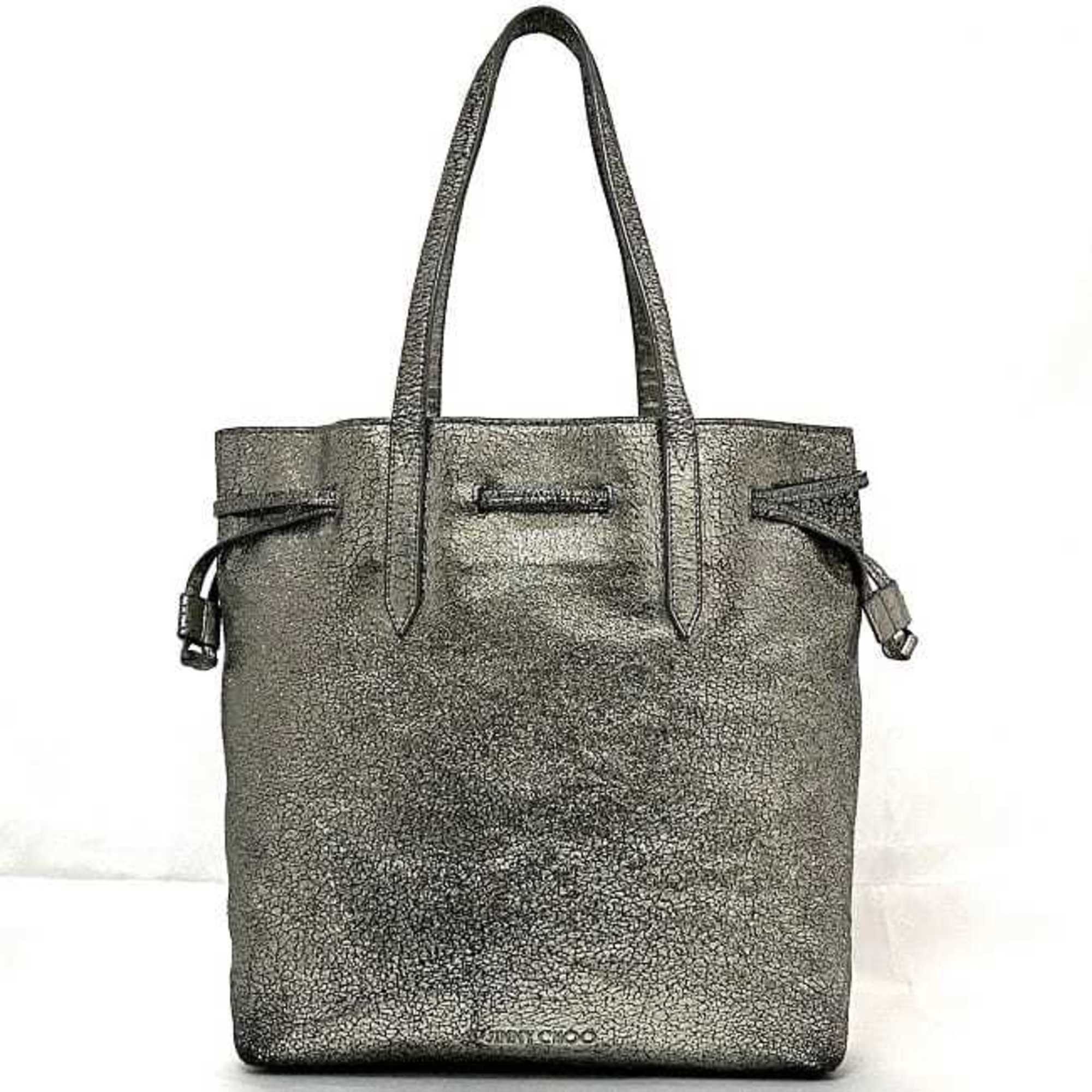 Jimmy Choo Tote Bag ec-22610 Metallic Silver Leather JIMMY CHOO Women's