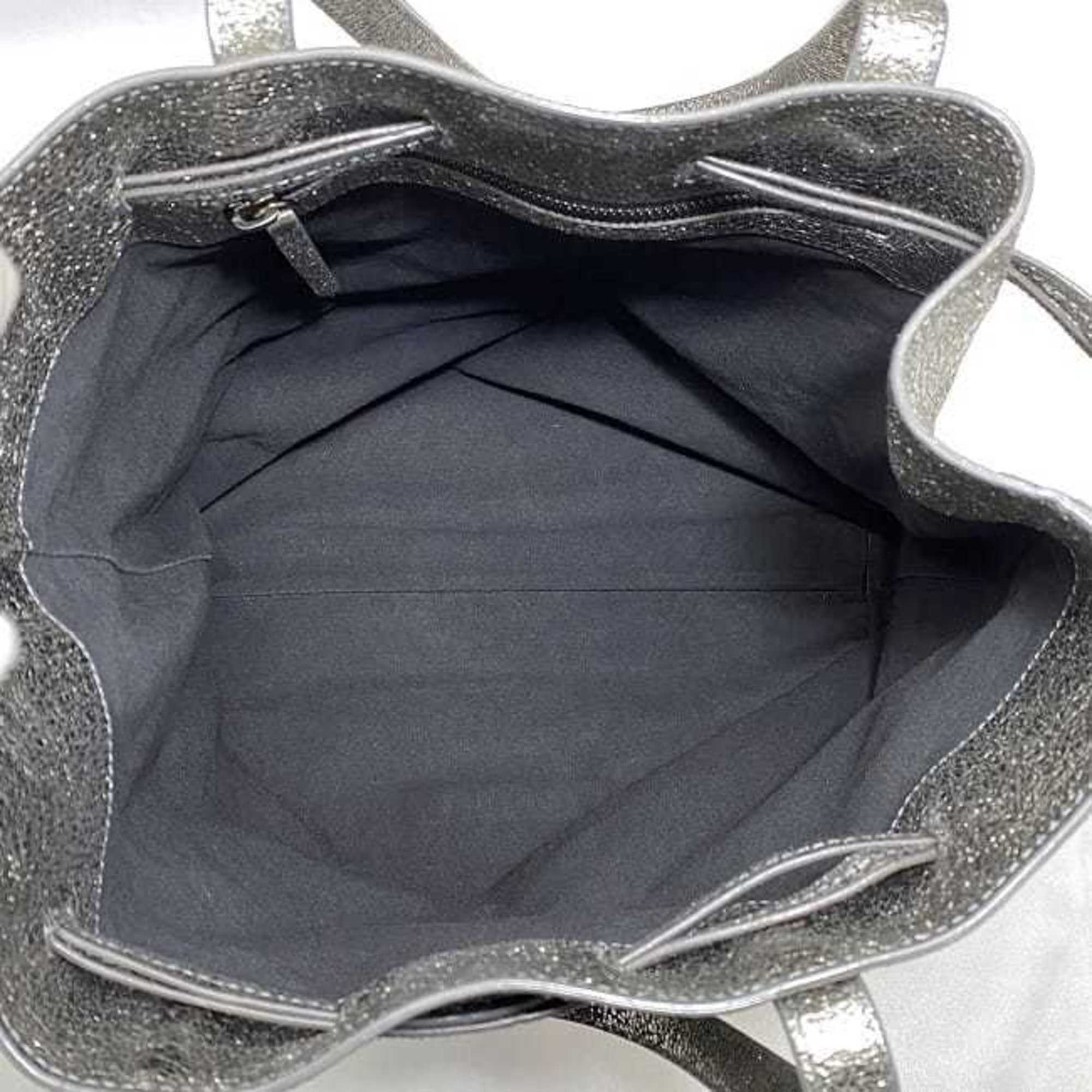 Jimmy Choo Tote Bag ec-22610 Metallic Silver Leather JIMMY CHOO Women's
