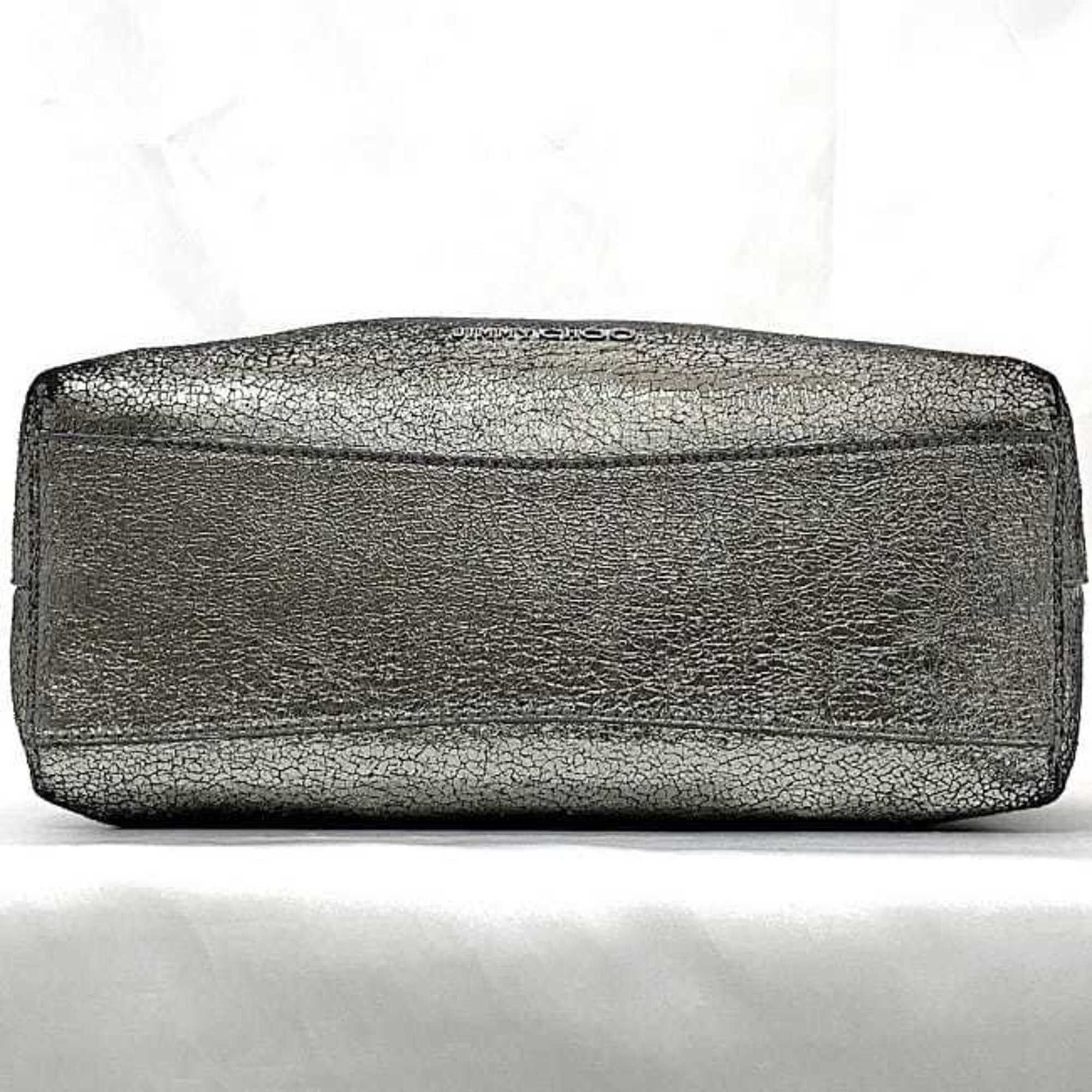 Jimmy Choo Tote Bag ec-22610 Metallic Silver Leather JIMMY CHOO Women's