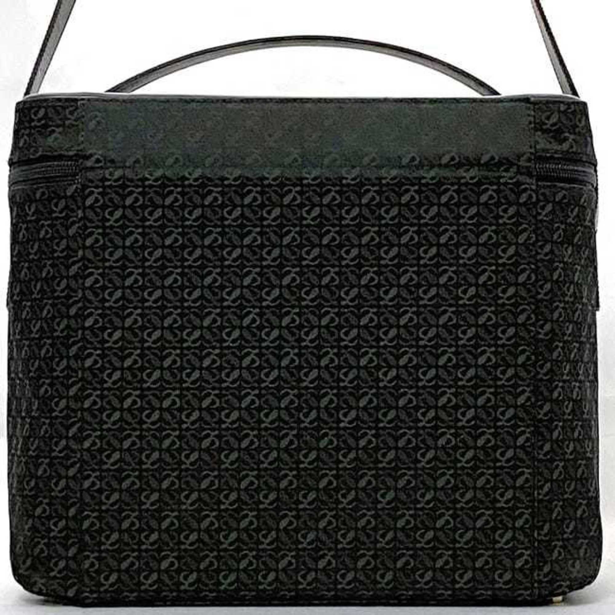 Loewe LOEWE 2way Shoulder Bag f-22506 Black Green 333.79.026 Vanity Canvas Leather Dark Makeup Boston Women's Men's Size ONE SIZE - 5 Thumbnail