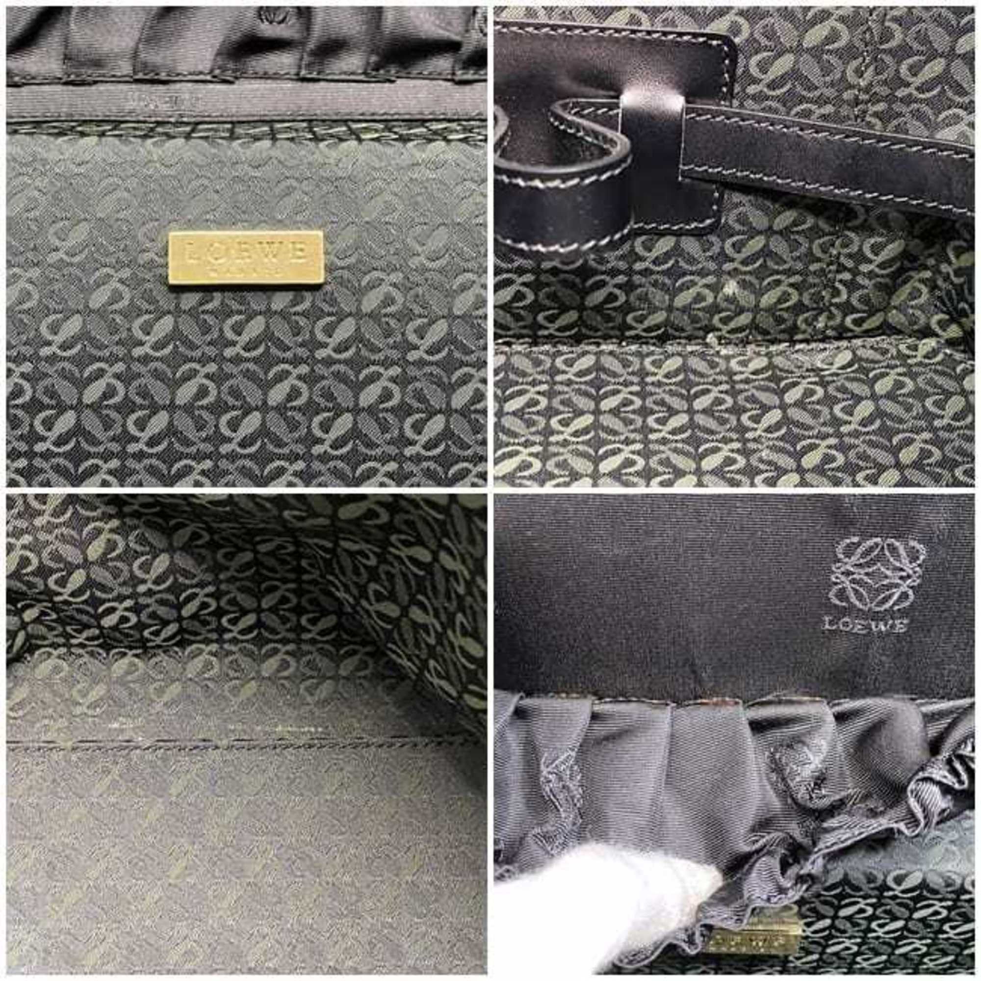 Loewe LOEWE 2way Shoulder Bag f-22506 Black Green 333.79.026 Vanity Canvas Leather Dark Makeup Boston Women's Men's Size ONE SIZE - 10 Thumbnail