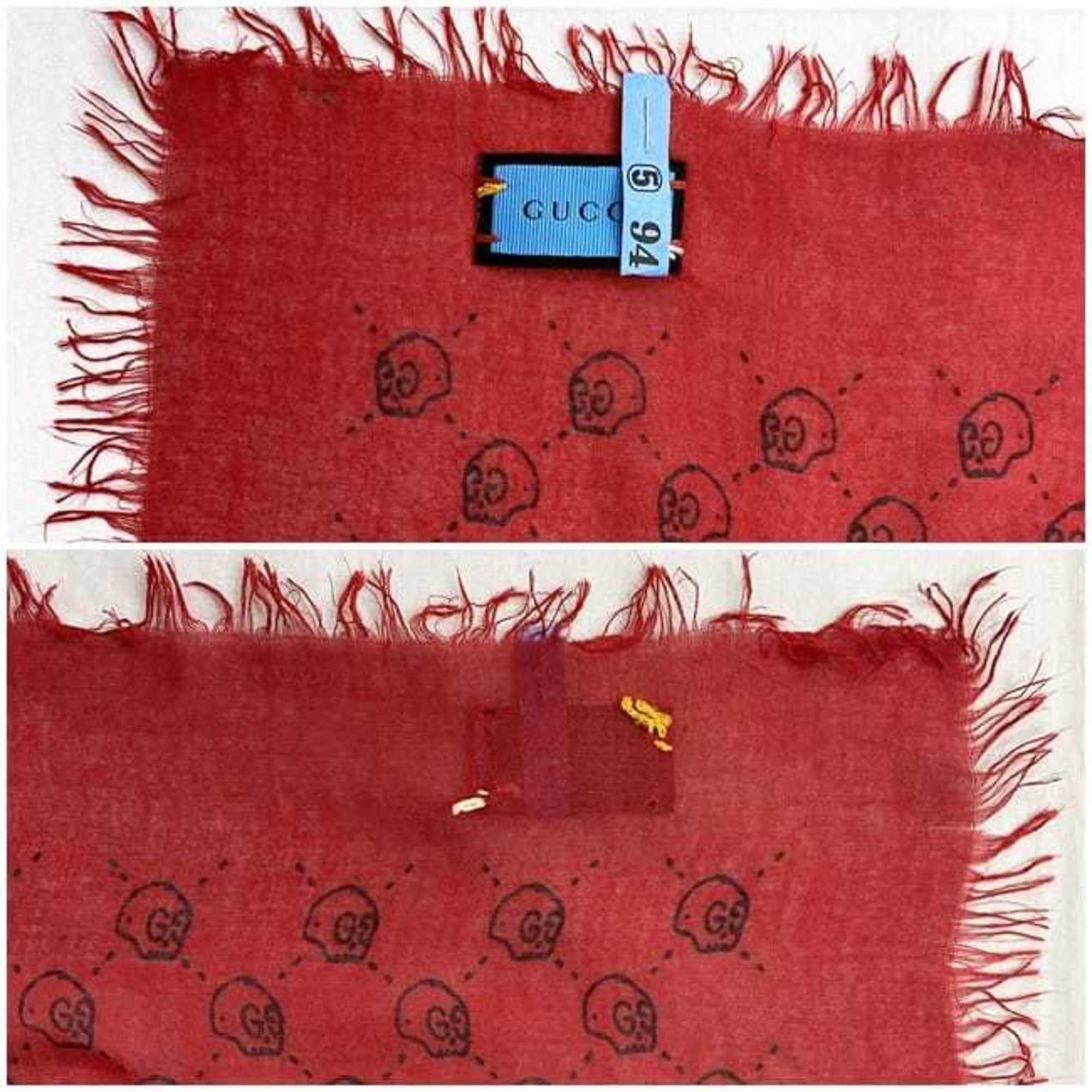 Gucci Gucci scarf ec-22489 red ghost 453225 silk cotton GUCCI skull GG women's fashion pattern Size ONE SIZE - 10 Thumbnail