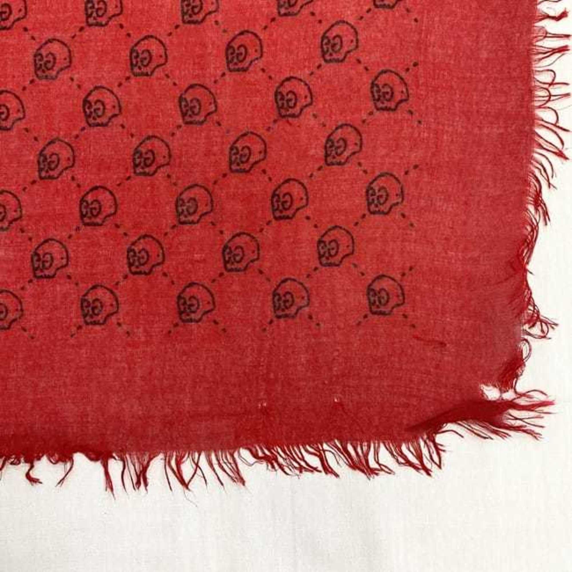 Gucci Gucci scarf ec-22489 red ghost 453225 silk cotton GUCCI skull GG women's fashion pattern Size ONE SIZE - 9 Thumbnail