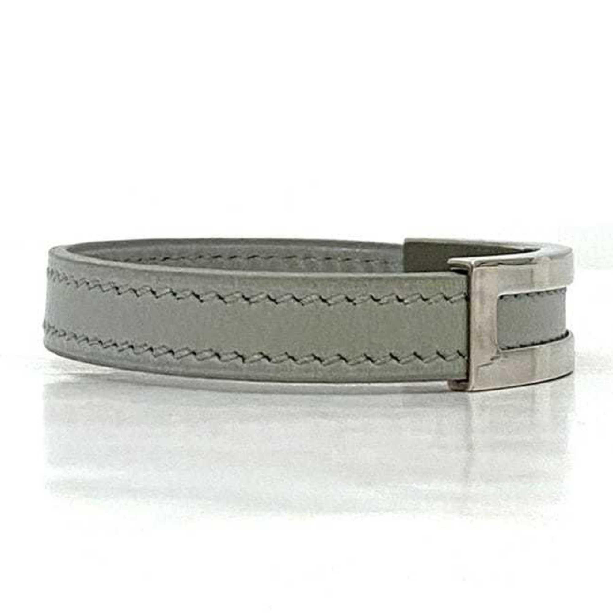Hermes Hermes Bracelet Puspus ec-22360 Grey Silver Leather Metal □F Stamp HERMES Adjustable Size Ladies Accessory Size ONE SIZE - 6 Thumbnail