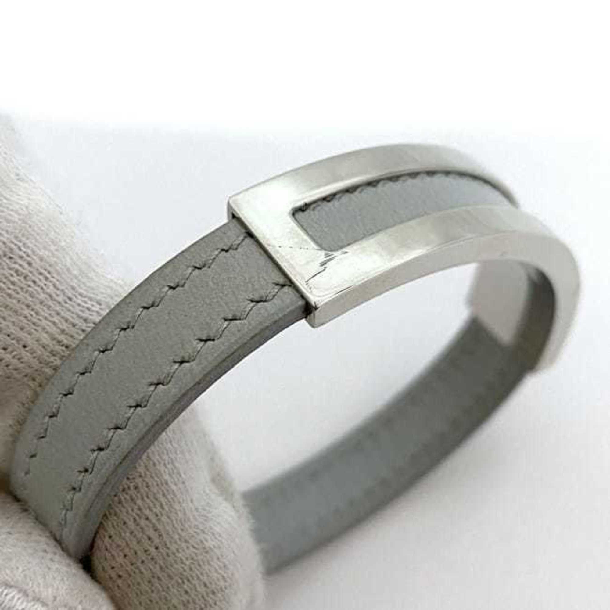 Hermes Hermes Bracelet Puspus ec-22360 Grey Silver Leather Metal □F Stamp HERMES Adjustable Size Ladies Accessory Size ONE SIZE - 8 Thumbnail
