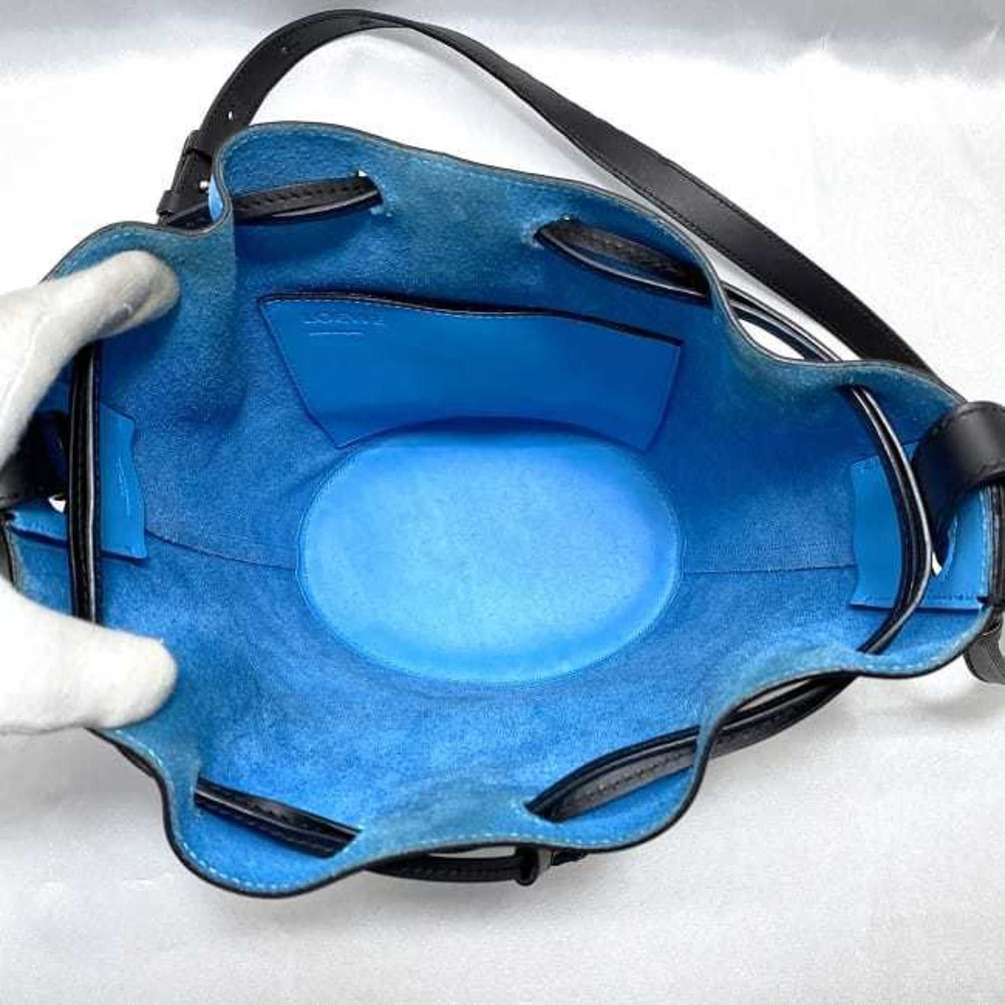 Loewe LOEWE Shoulder Bag f-22495 Light Blue Black Balloon 326.76AC31 Leather 522003 Crossbody Anagram Bicolor Women Men Dice Size ONE SIZE - 6 Thumbnail
