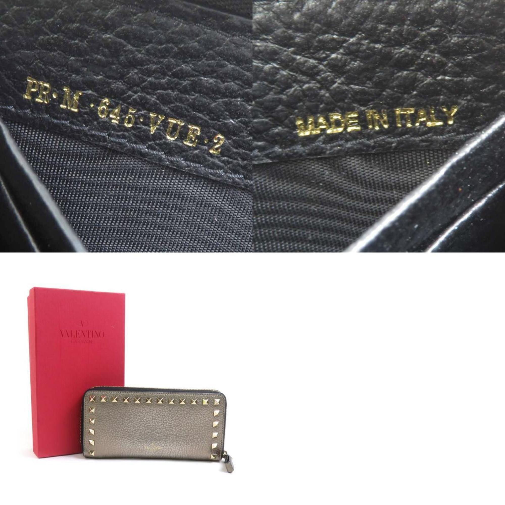 Valentino Valentino Garavani Round Long Wallet Rockstud Leather Gold x Black Women's 55924g Size ONE SIZE - 5 Thumbnail