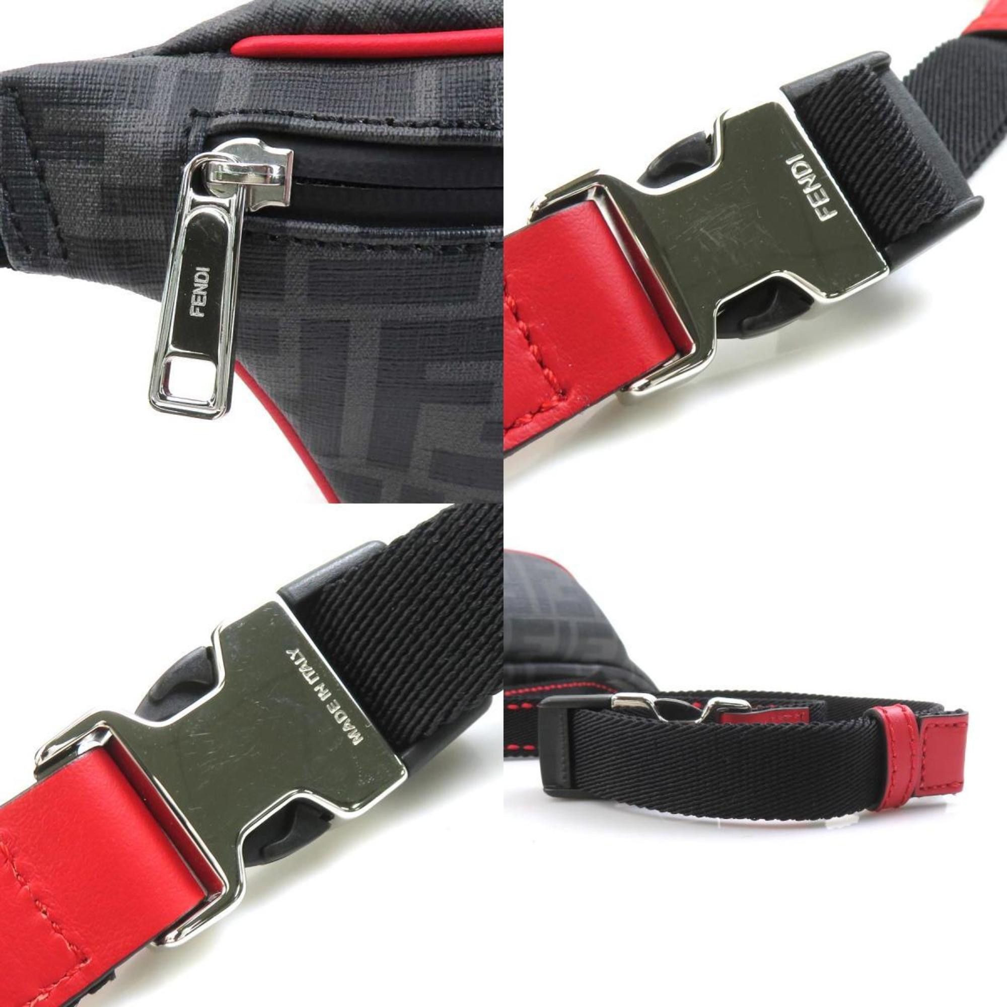 Fendi FENDI Waist bag Body Leather Black x Red Men's 7V46 A80Q h30922g Size ONE SIZE - 4 Thumbnail