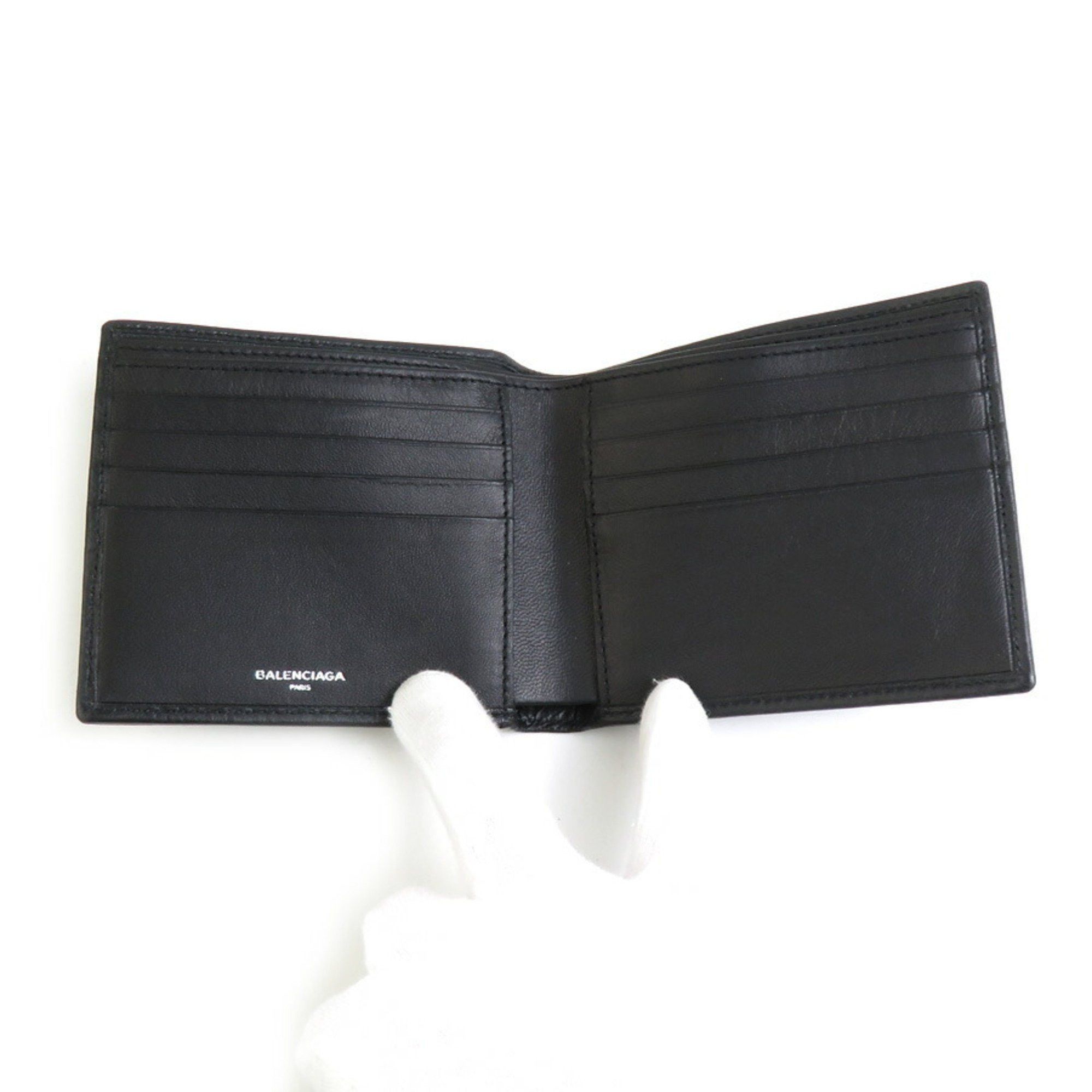 Balenciaga BALENCIAGA Billfold Wallet Leather Black Men's h30935g Size ONE SIZE - 3 Thumbnail