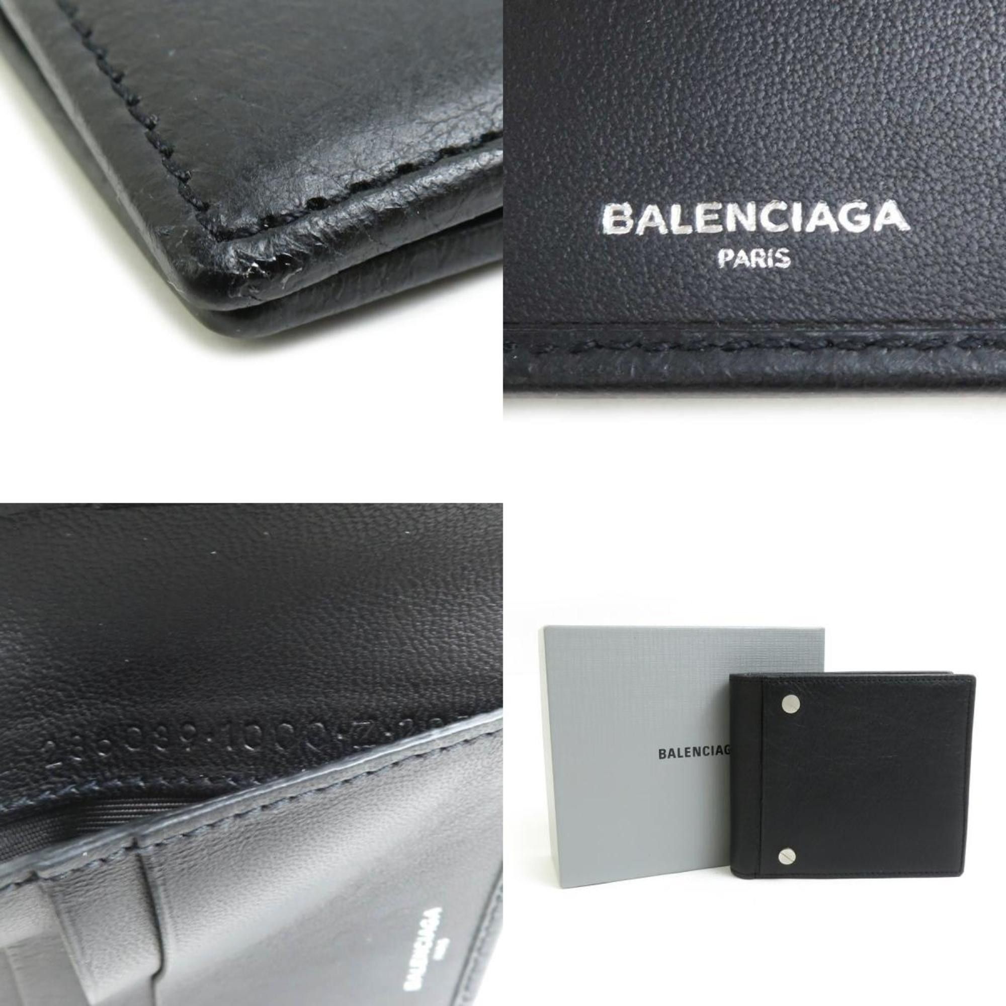 Balenciaga BALENCIAGA Billfold Wallet Leather Black Men's h30935g Size ONE SIZE - 5 Thumbnail