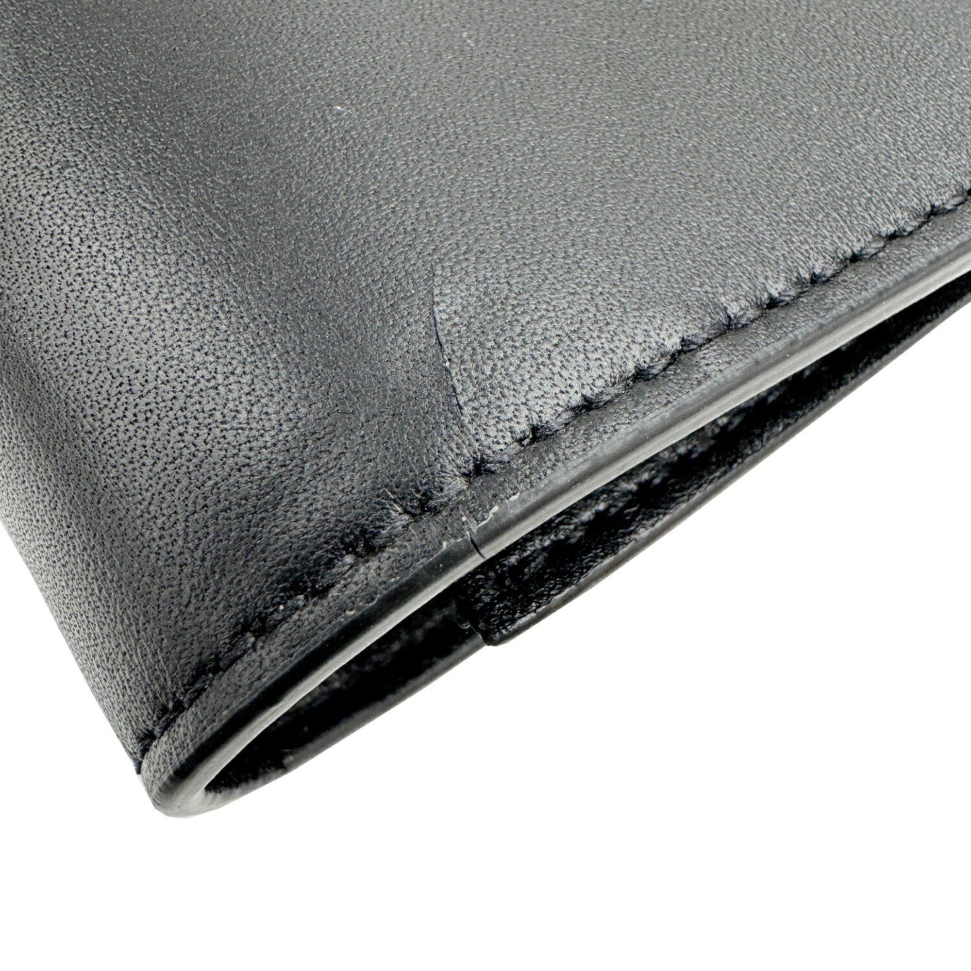 Bottega Veneta Bottega Veneta Tri-fold Wallet Black Calf Leather Men's Women's Compact Size ONE SIZE - 7 Thumbnail