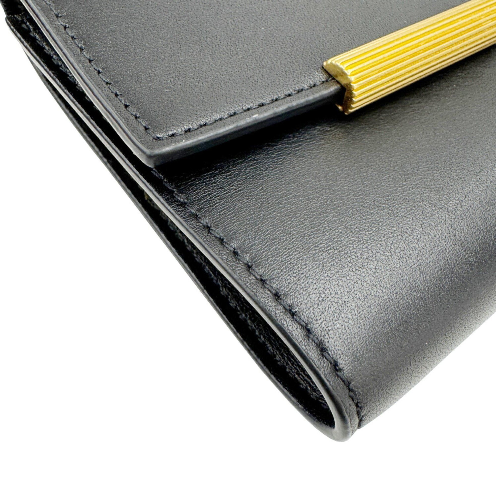 Bottega Veneta Bottega Veneta Tri-fold Wallet Black Calf Leather Men's Women's Compact Size ONE SIZE - 4 Thumbnail