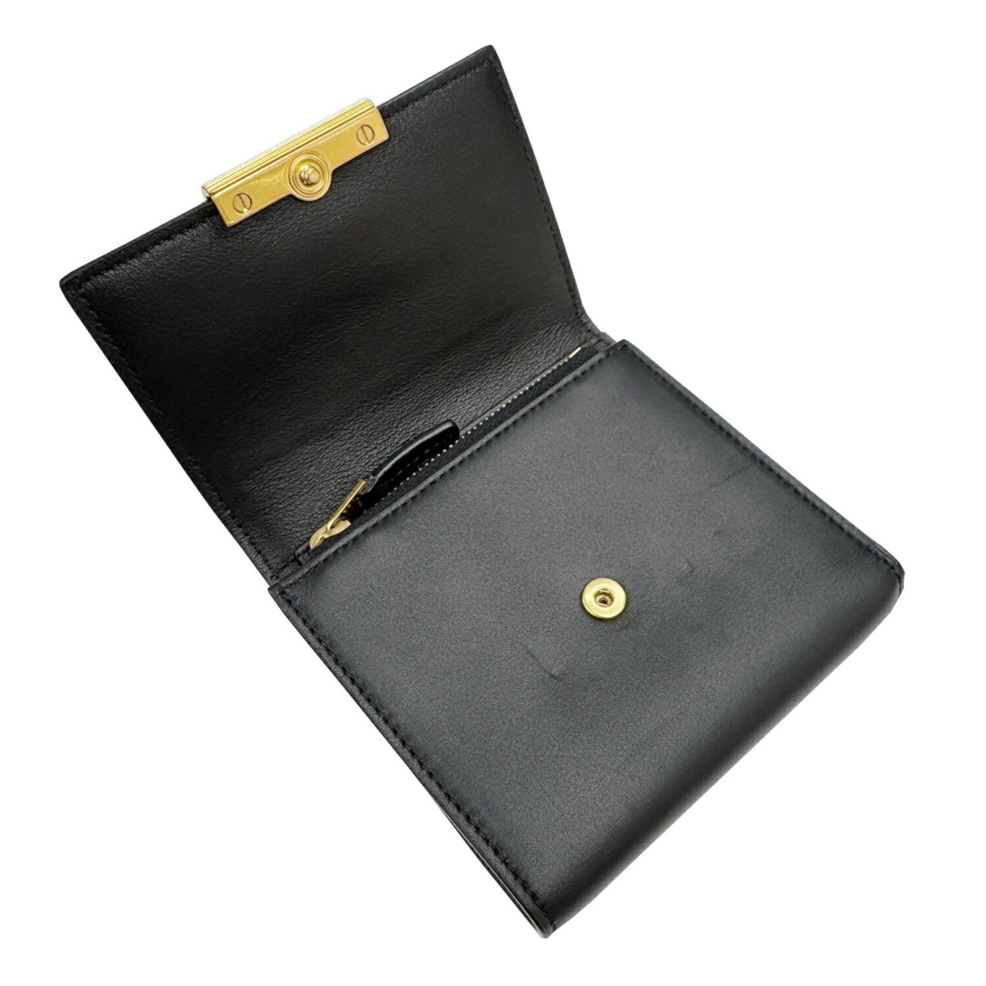 Bottega Veneta Bottega Veneta Tri-fold Wallet Black Calf Leather Men's Women's Compact Size ONE SIZE - 8 Thumbnail