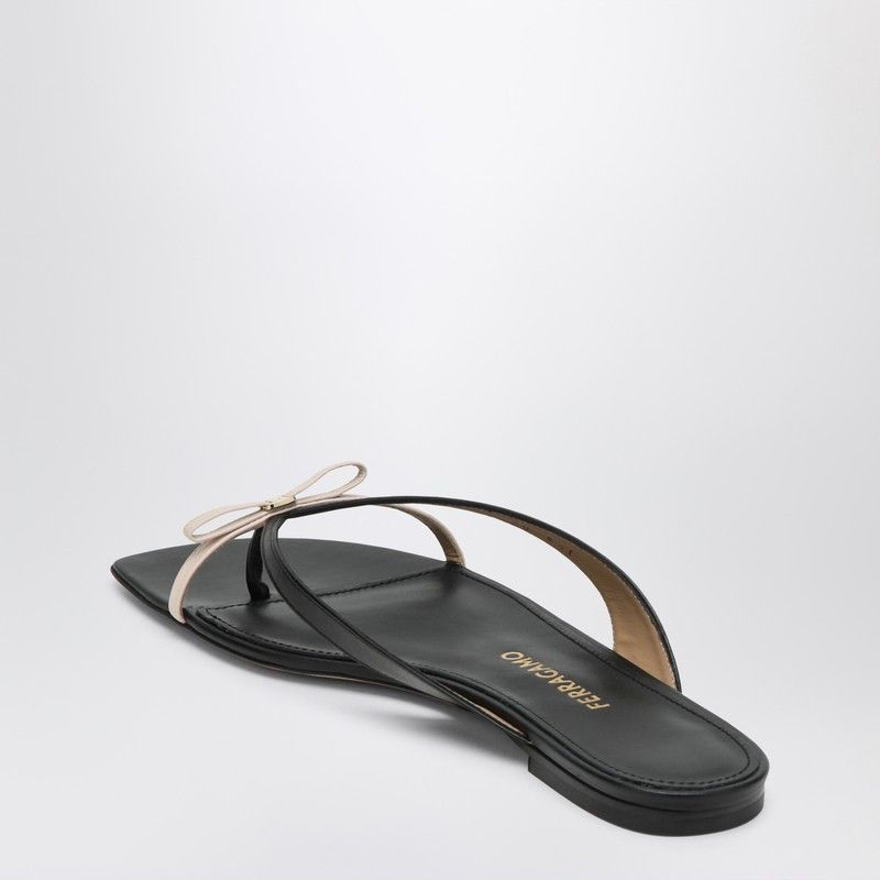 Salvatore Ferragamo Ferragamo Mini Bow Flip-Flop Black And Powdery / Regular Fit Size US 7.5 / IT 37.5 - 2 Thumbnail