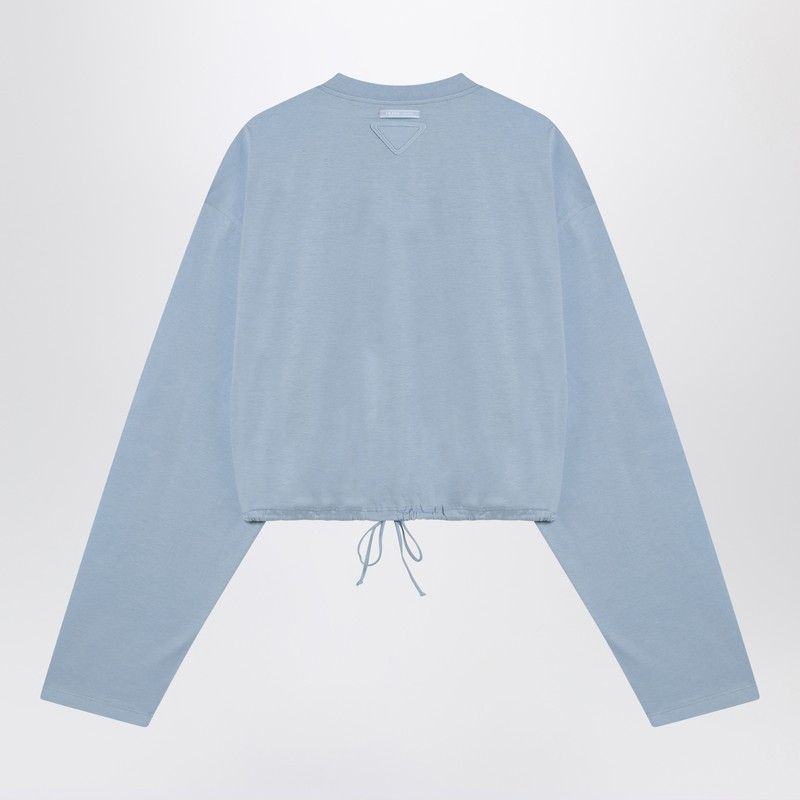 Prada Prada Light Blue Sweater With Elastic Hem Size L / US 10 / IT 46 - 2 Thumbnail