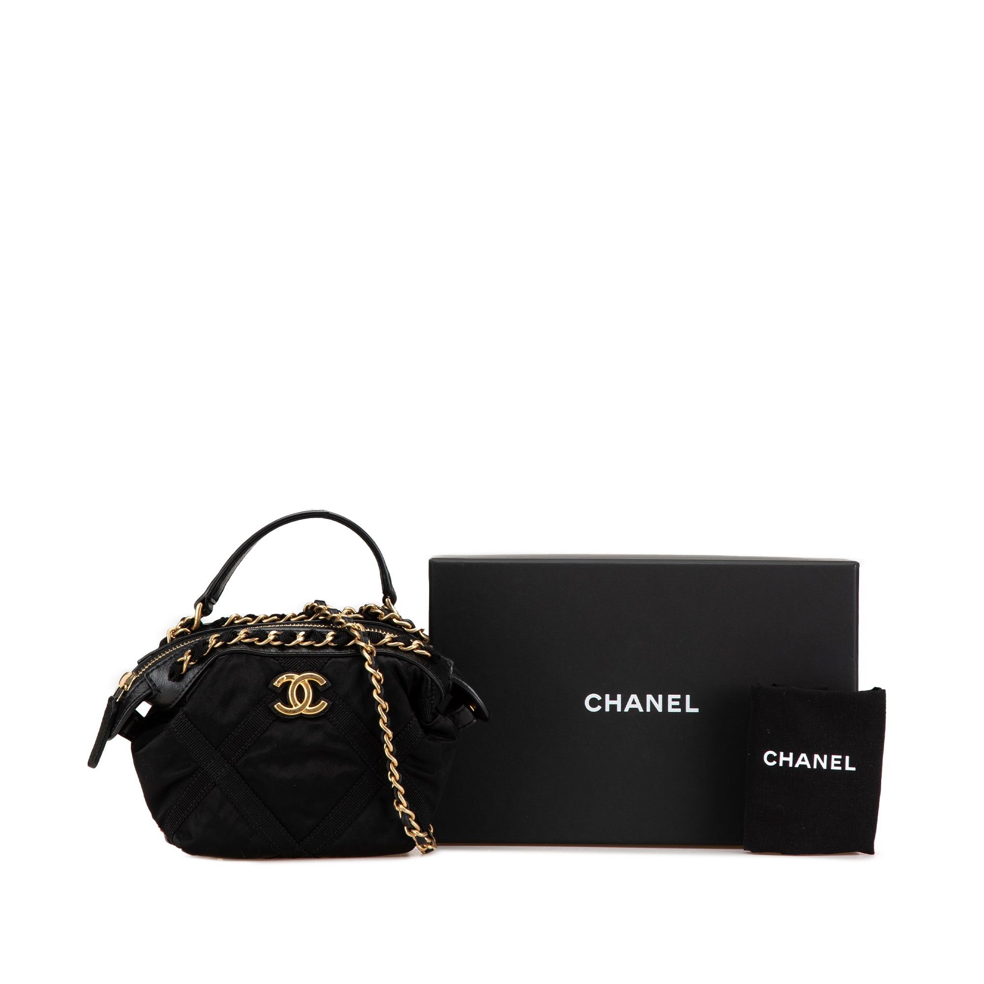 Chanel Chanel Nylon Grosgrain Lifestyle Clutch with Chain Black Size ONE SIZE - 11 Thumbnail