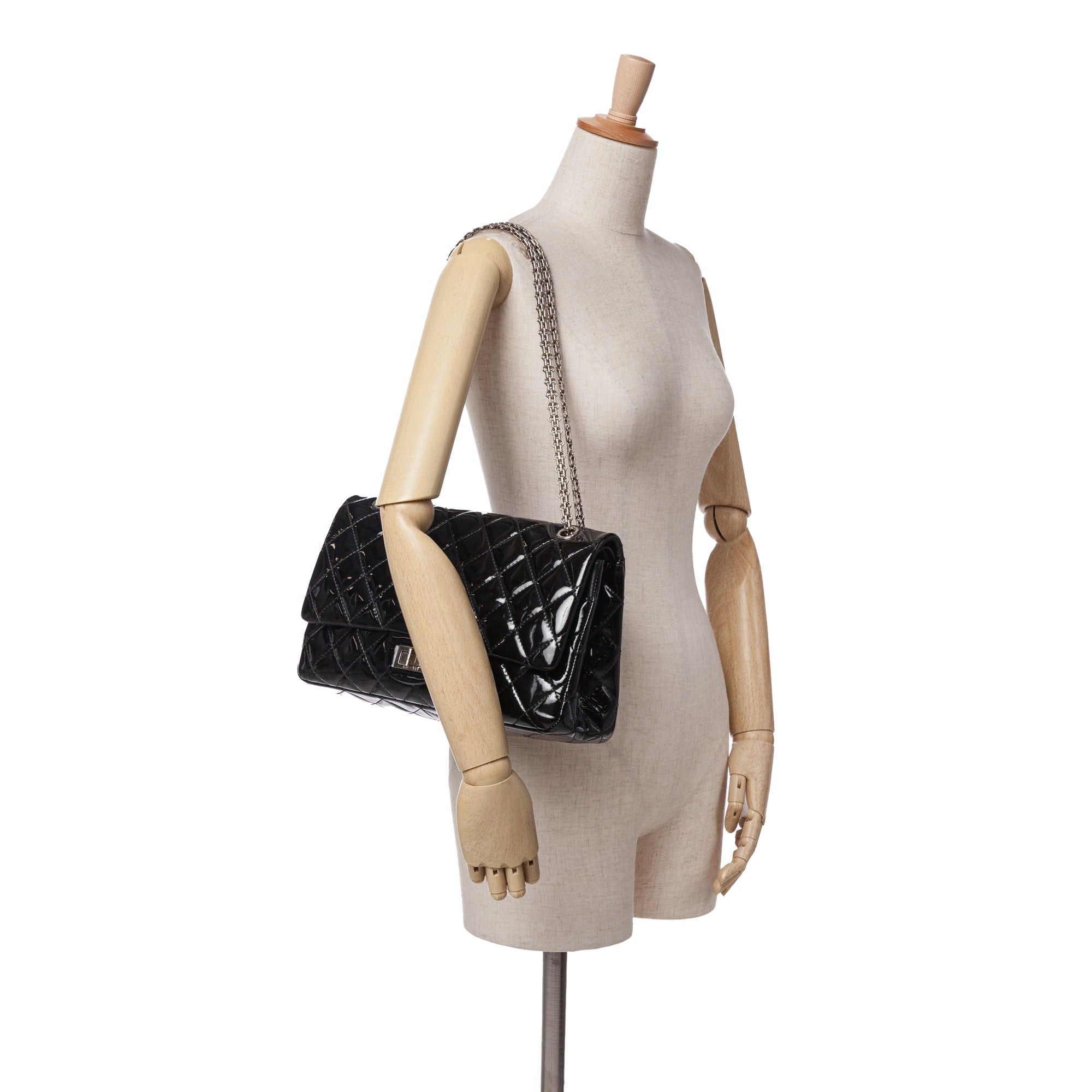 Chanel Chanel 2.55 Reissue Quilted Patent Double Flap 227 Black Size ONE SIZE - 11 Thumbnail