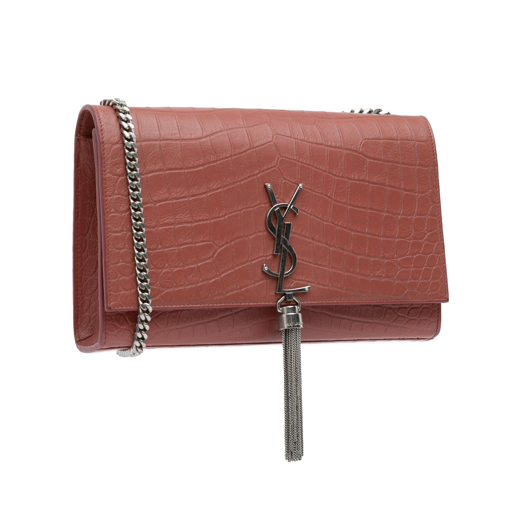 Saint Laurent Paris Saint Laurent Medium Embossed Kate Tassel Crossbody Red Size ONE SIZE - 2 Thumbnail