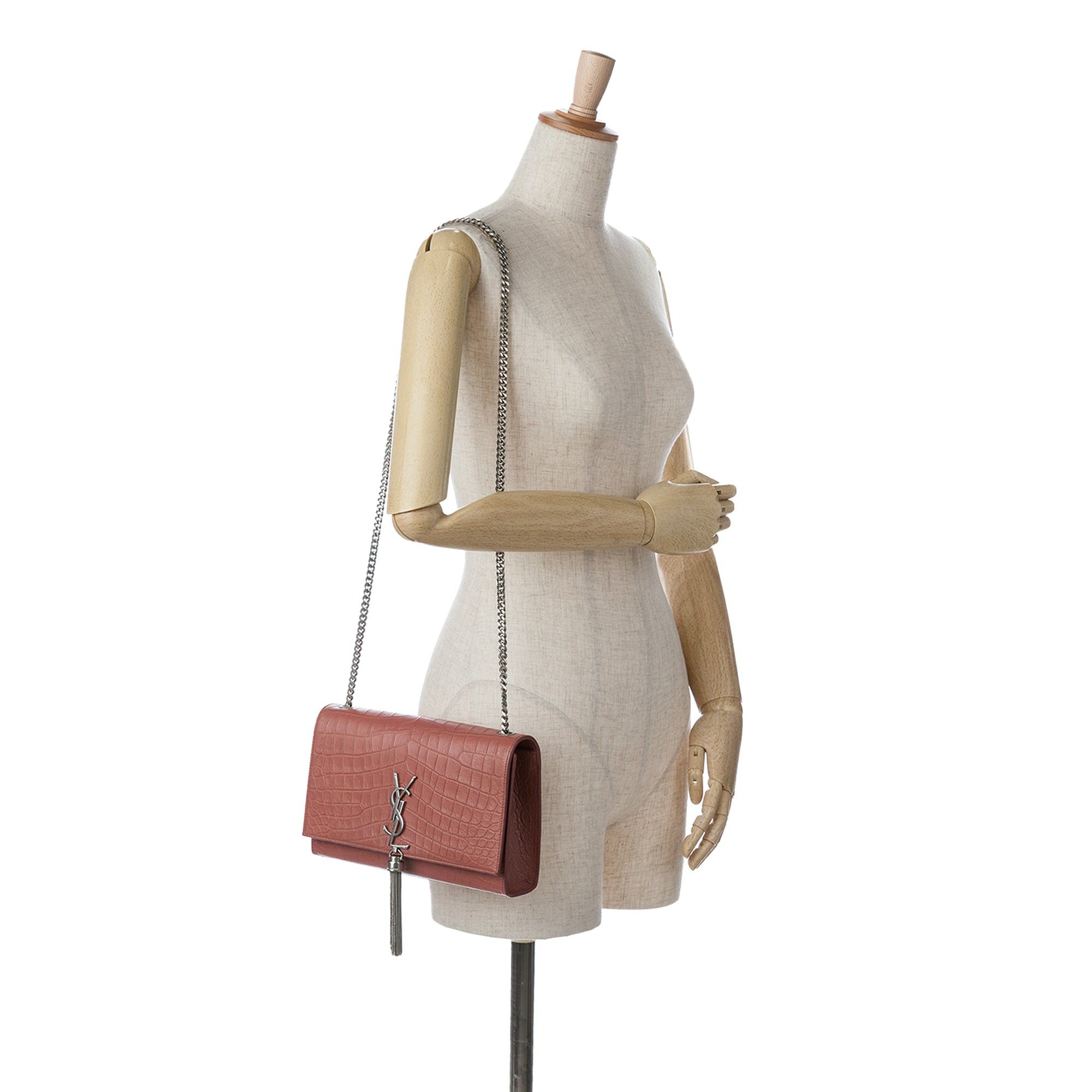 Saint Laurent Paris Saint Laurent Medium Embossed Kate Tassel Crossbody Red Size ONE SIZE - 11 Thumbnail