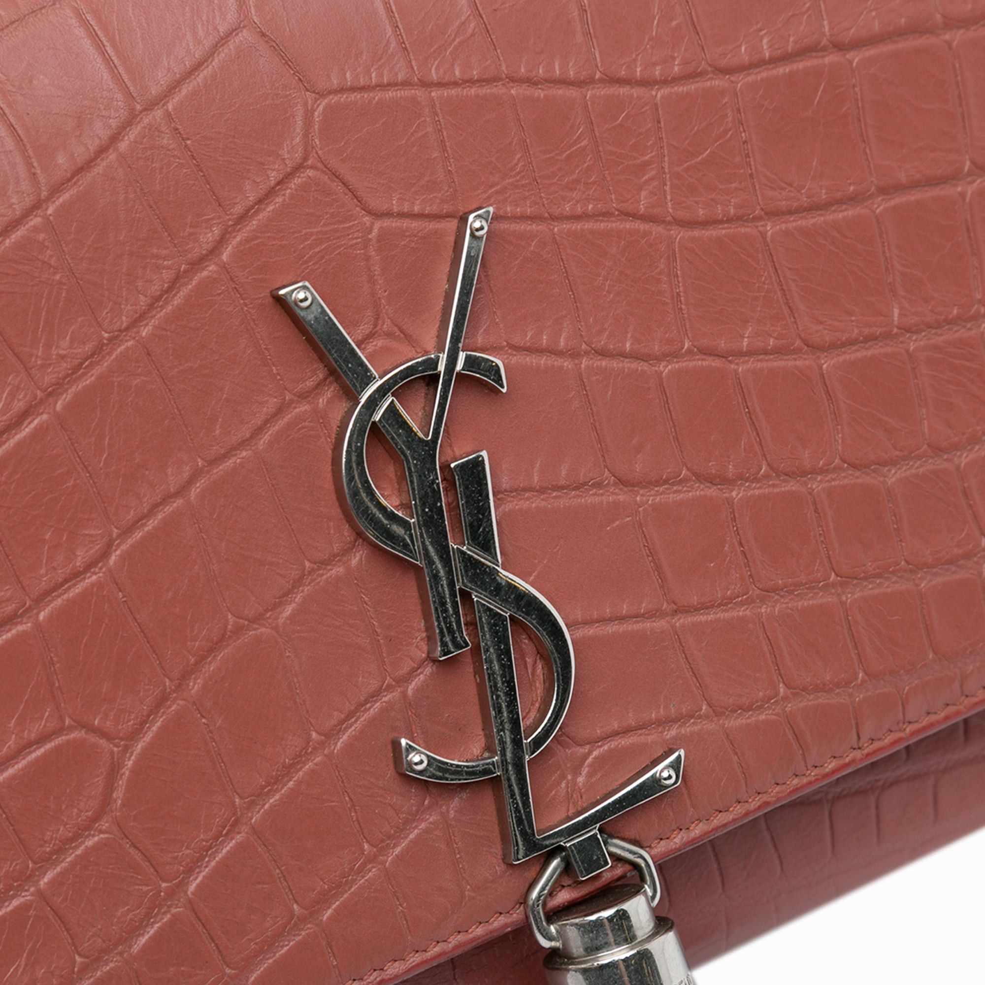 Saint Laurent Paris Saint Laurent Medium Embossed Kate Tassel Crossbody Red Size ONE SIZE - 9 Thumbnail