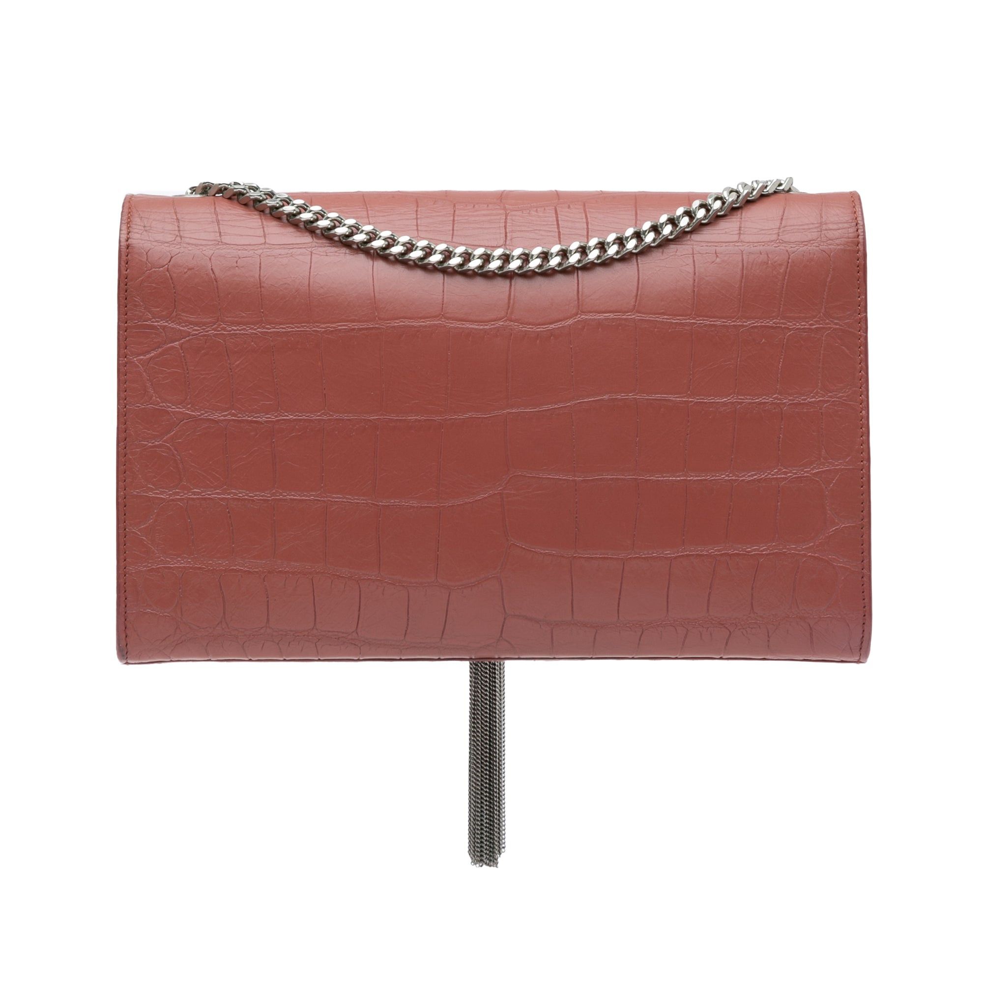 Saint Laurent Paris Saint Laurent Medium Embossed Kate Tassel Crossbody Red Size ONE SIZE - 3 Thumbnail