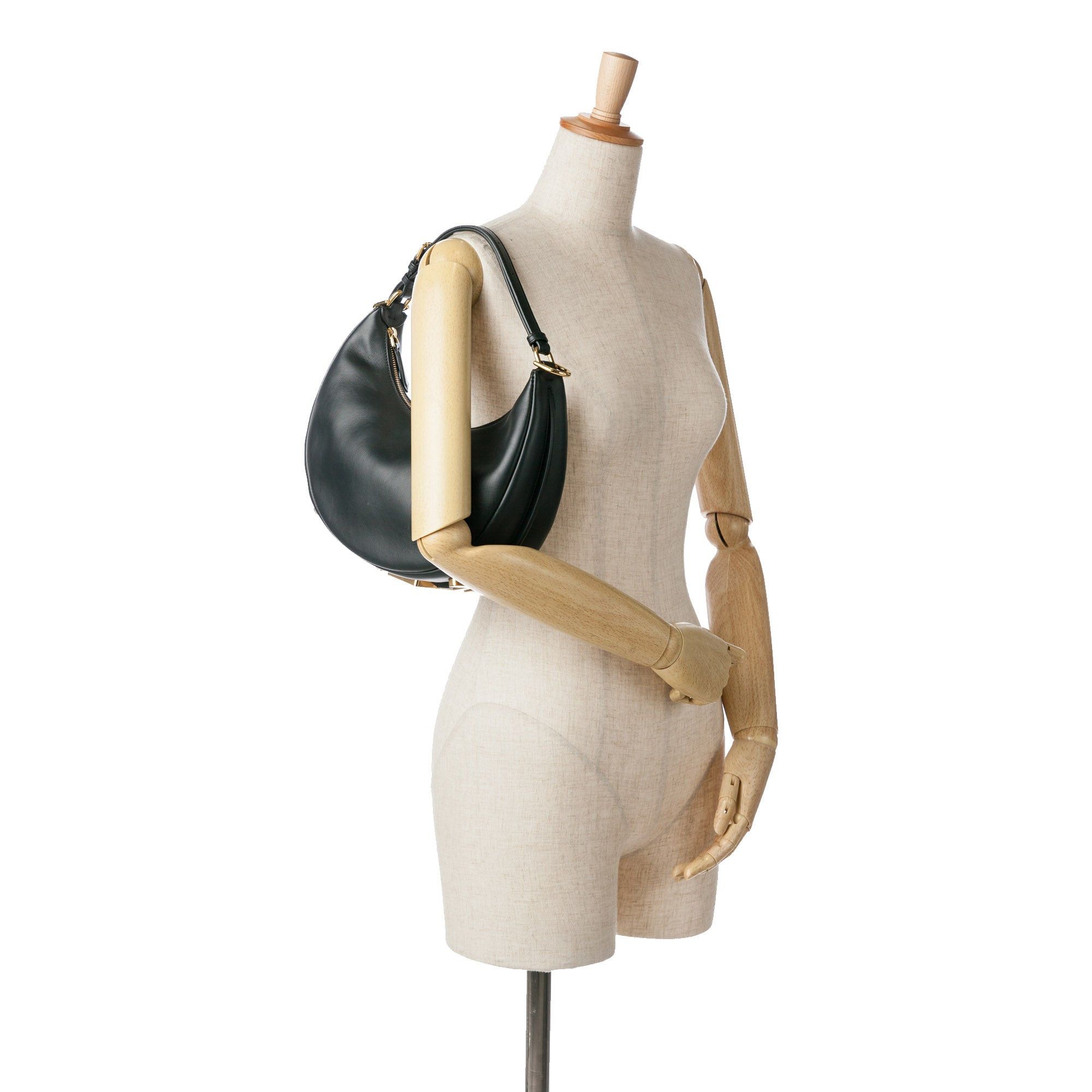 Fendi Fendi Medium Leather Fendigraphy Hobo Black Size ONE SIZE - 9 Thumbnail
