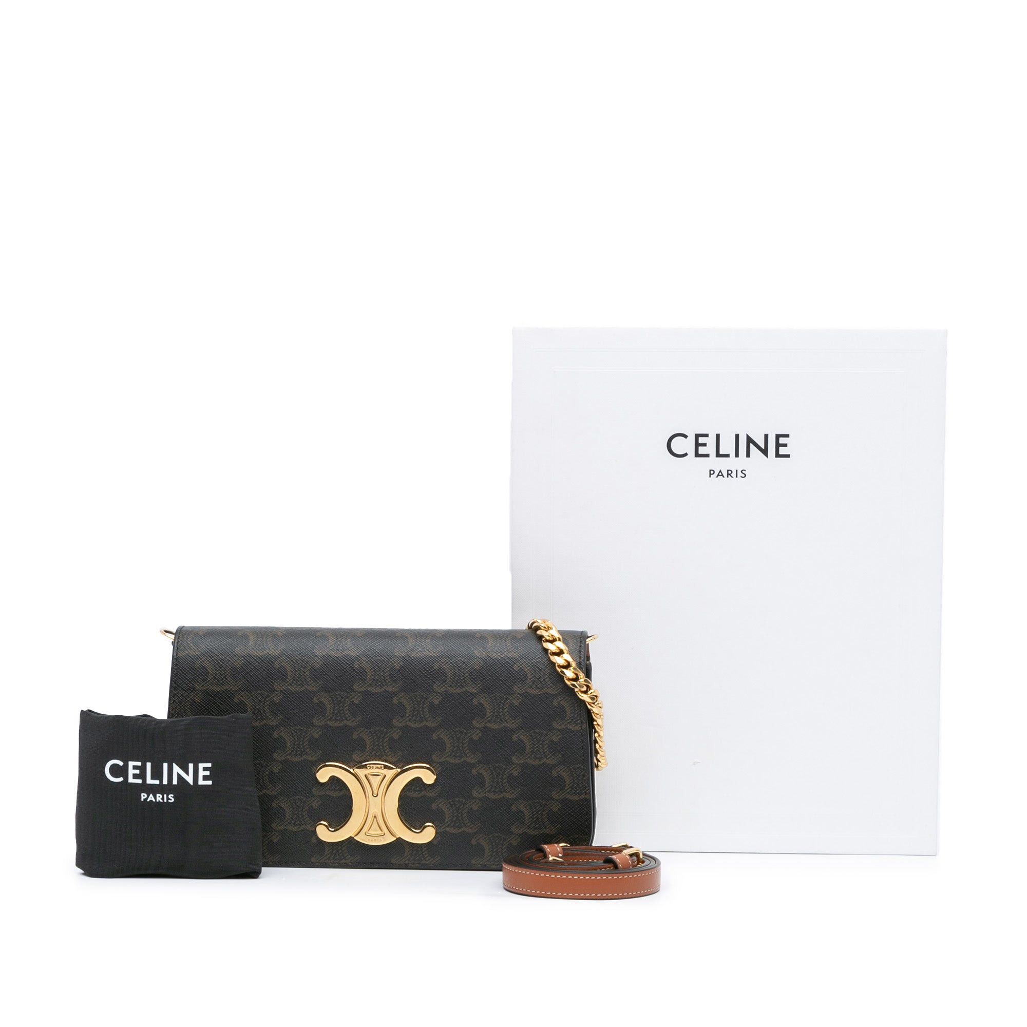Celine Celine Triomphe Coated Canvas Multi Pochette Brown Size ONE SIZE - 8 Thumbnail
