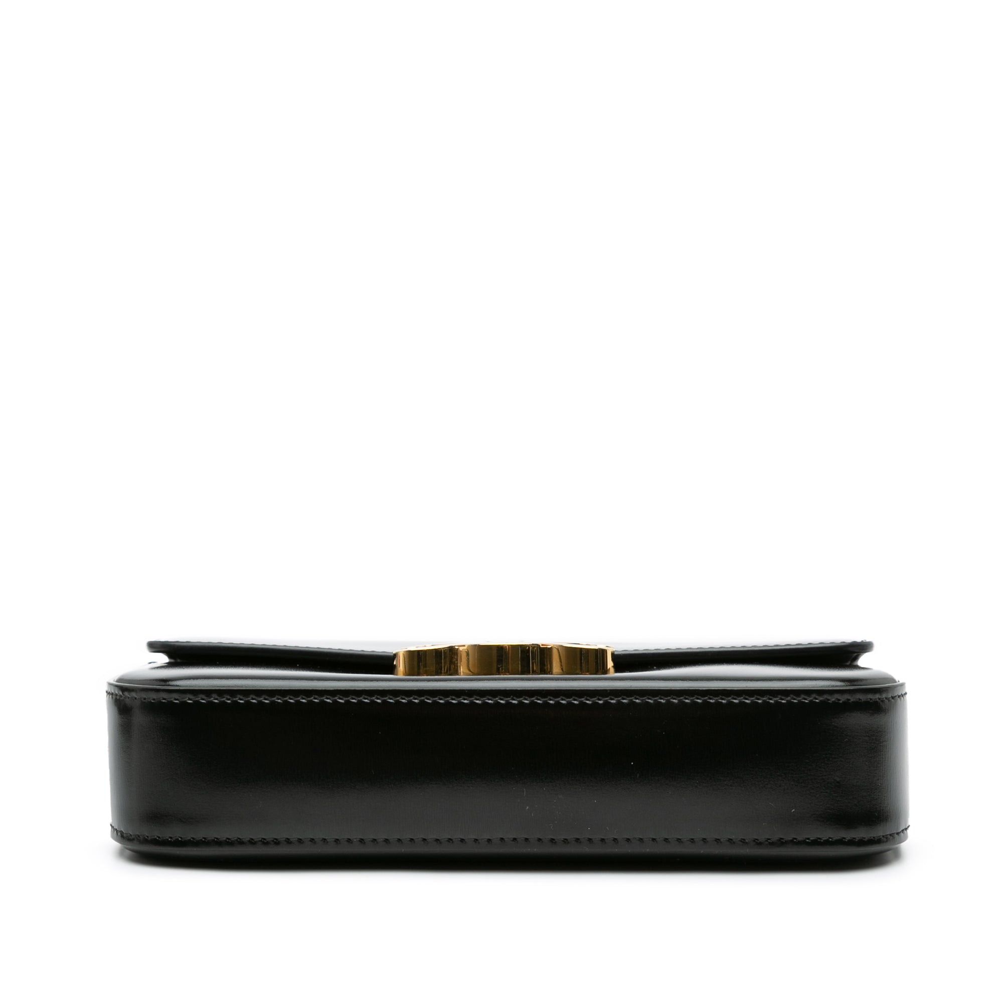 Celine Shiny Calfskin Claude Chain Shoulder Bag Black