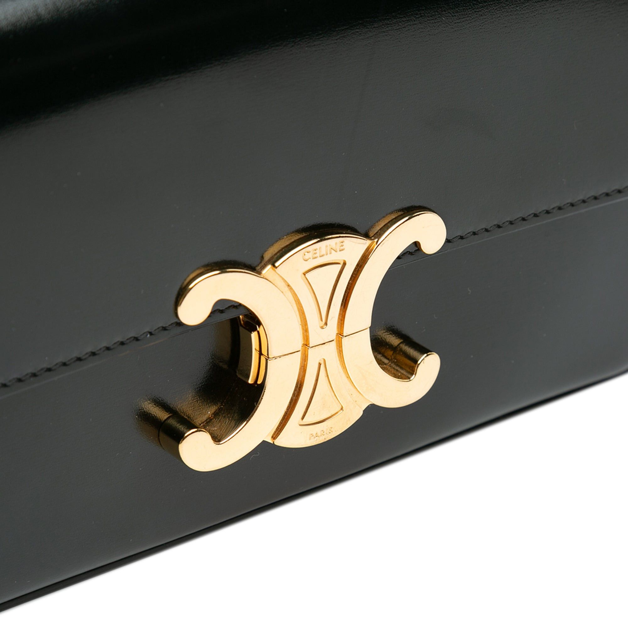 Celine Shiny Calfskin Claude Chain Shoulder Bag Black