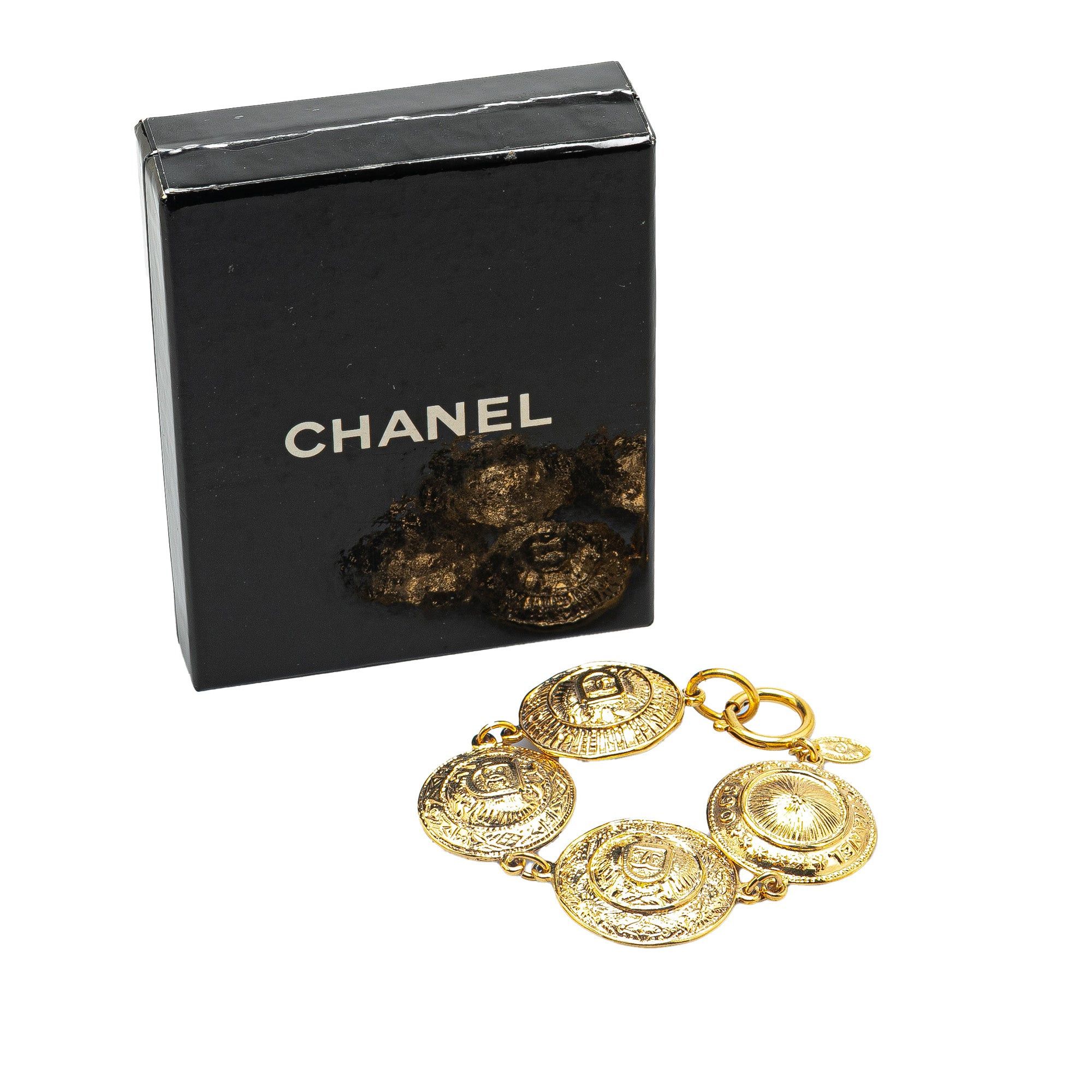 Chanel Gold Plated CC Medallion Link Bracelet Gold