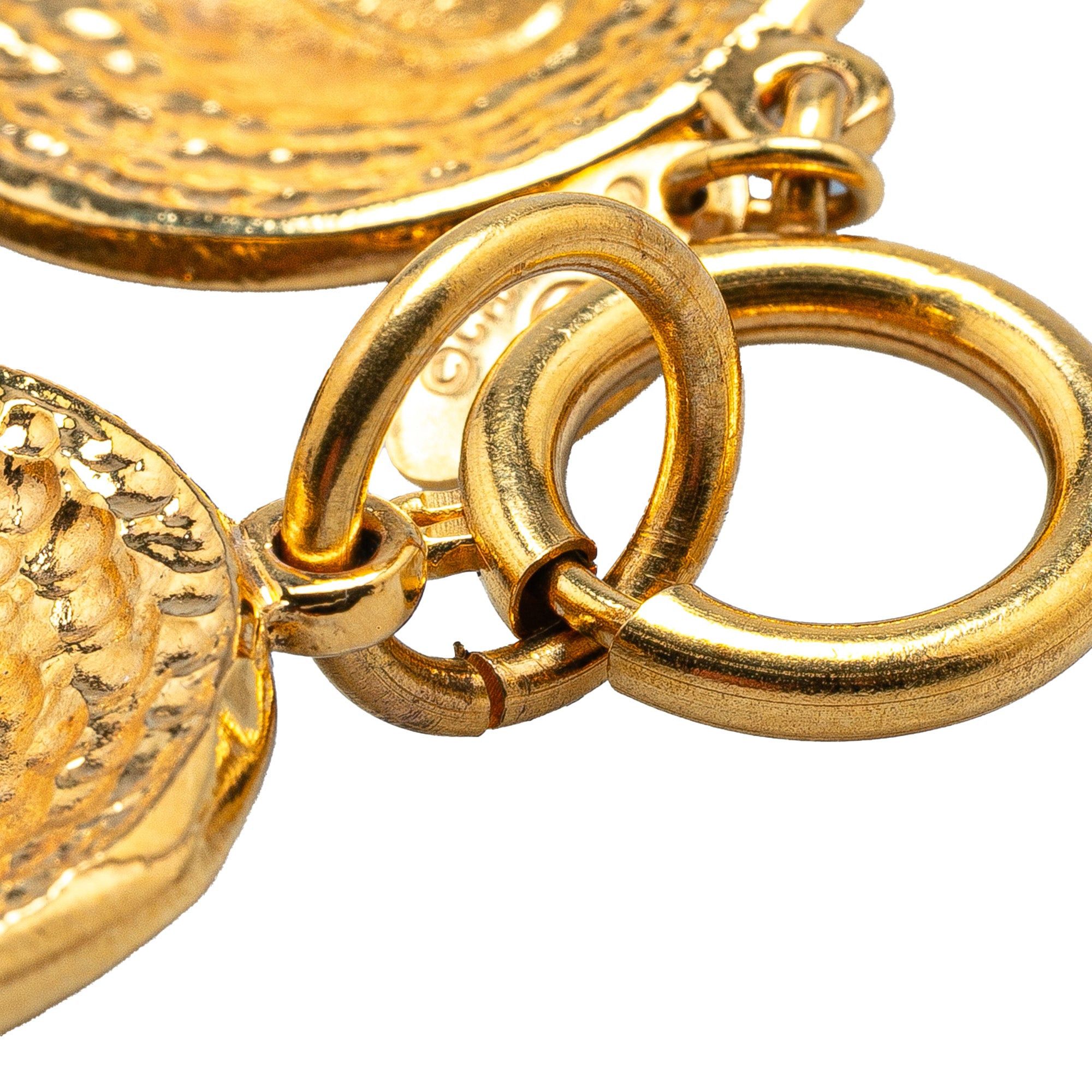 Chanel Gold Plated CC Medallion Link Bracelet Gold