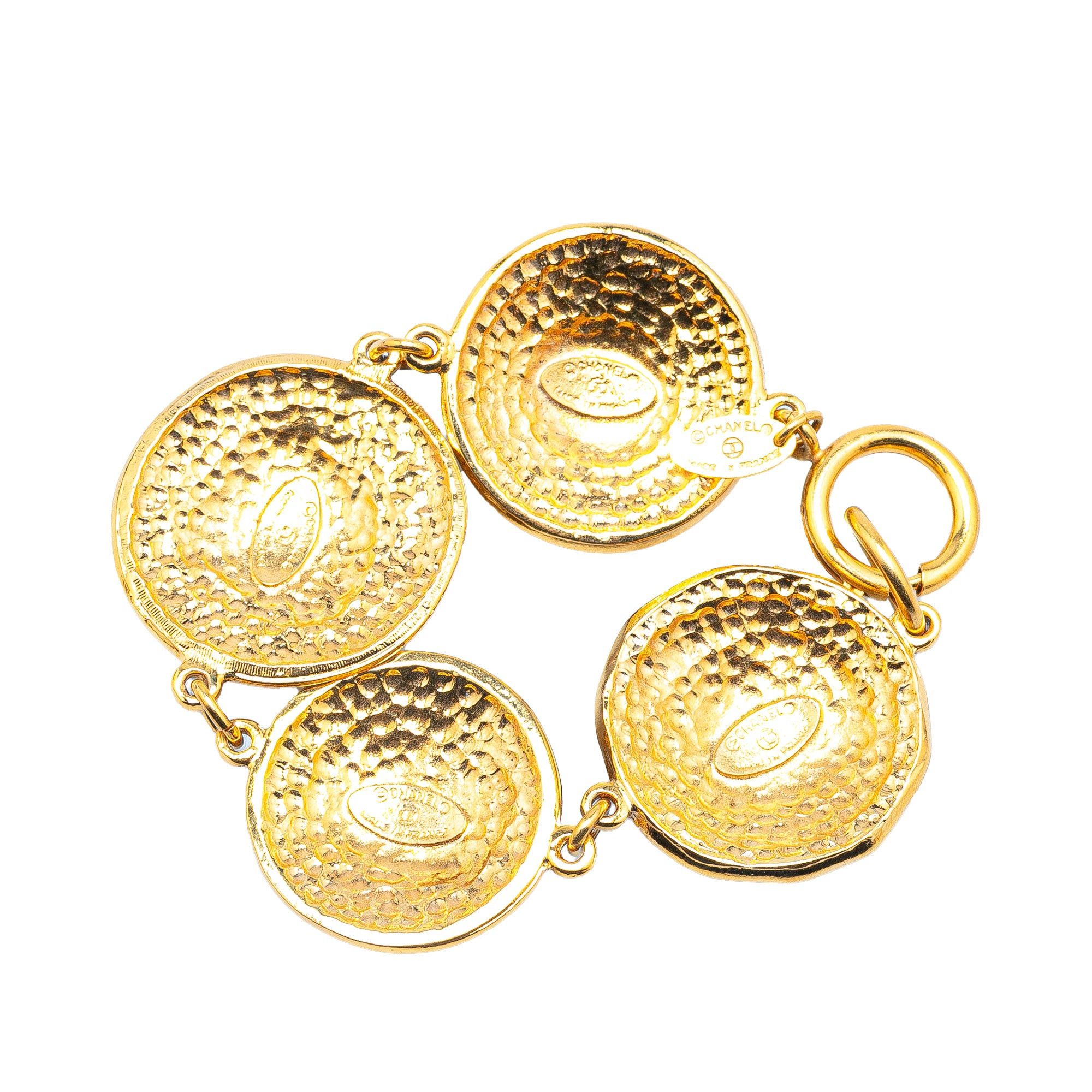 Chanel Gold Plated CC Medallion Link Bracelet Gold