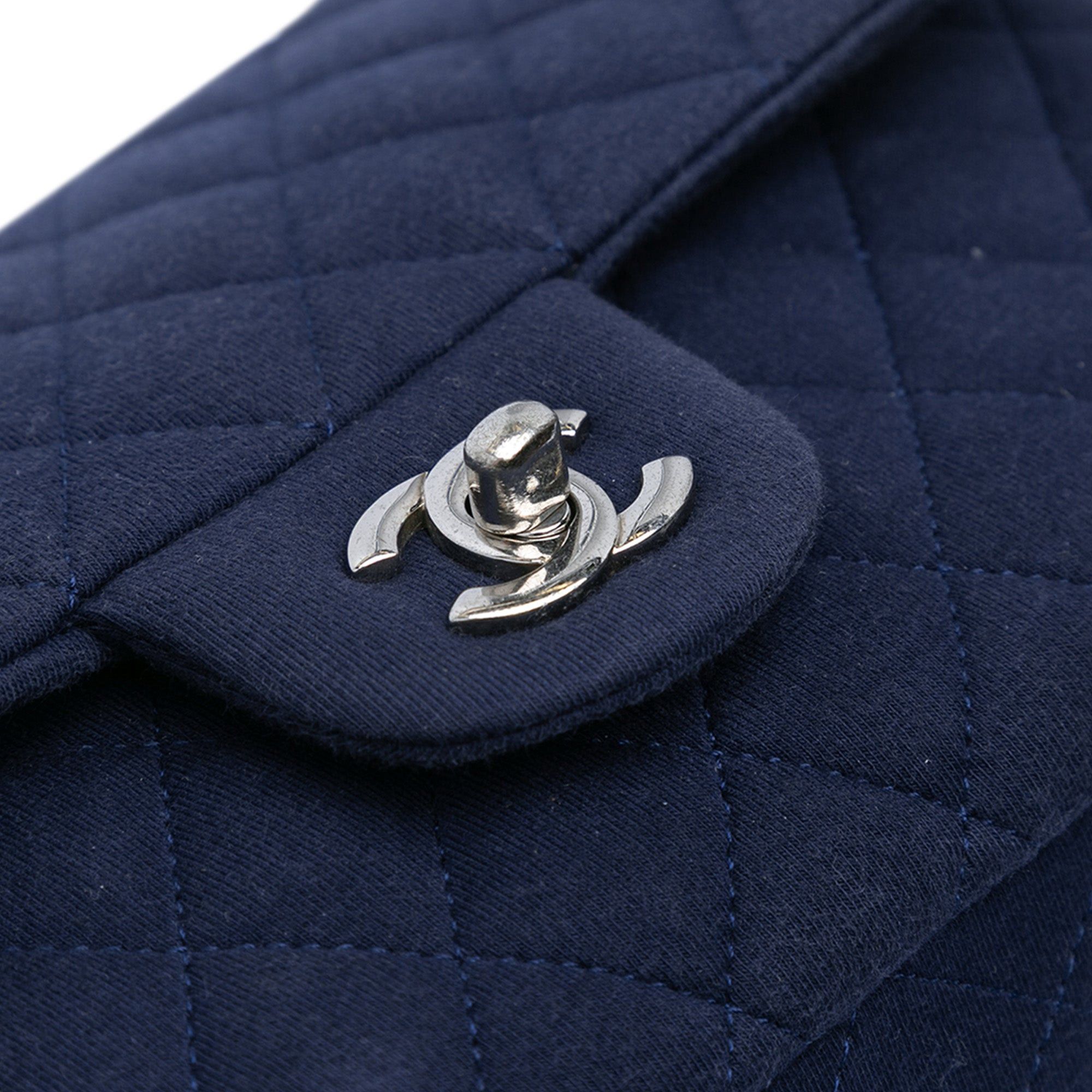 Chanel Chanel Medium Classic Jersey Double Flap Blue Size ONE SIZE - 10 Thumbnail