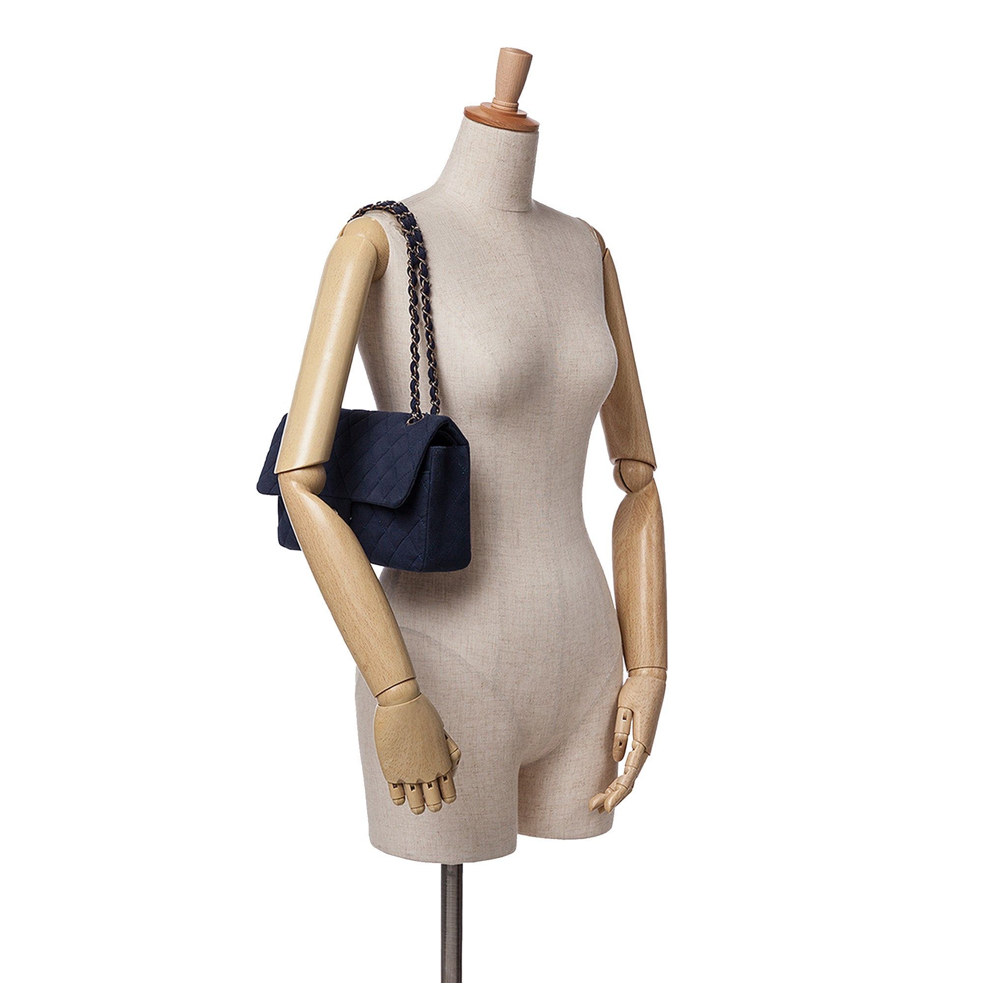Chanel Chanel Medium Classic Jersey Double Flap Blue Size ONE SIZE - 11 Thumbnail