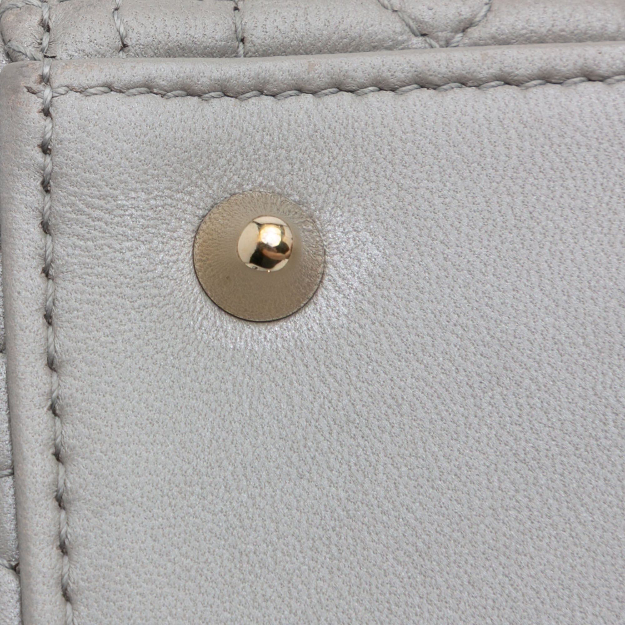Dior Dior Medium Lambskin Cannage Lady Dior Gray Size ONE SIZE - 8 Thumbnail